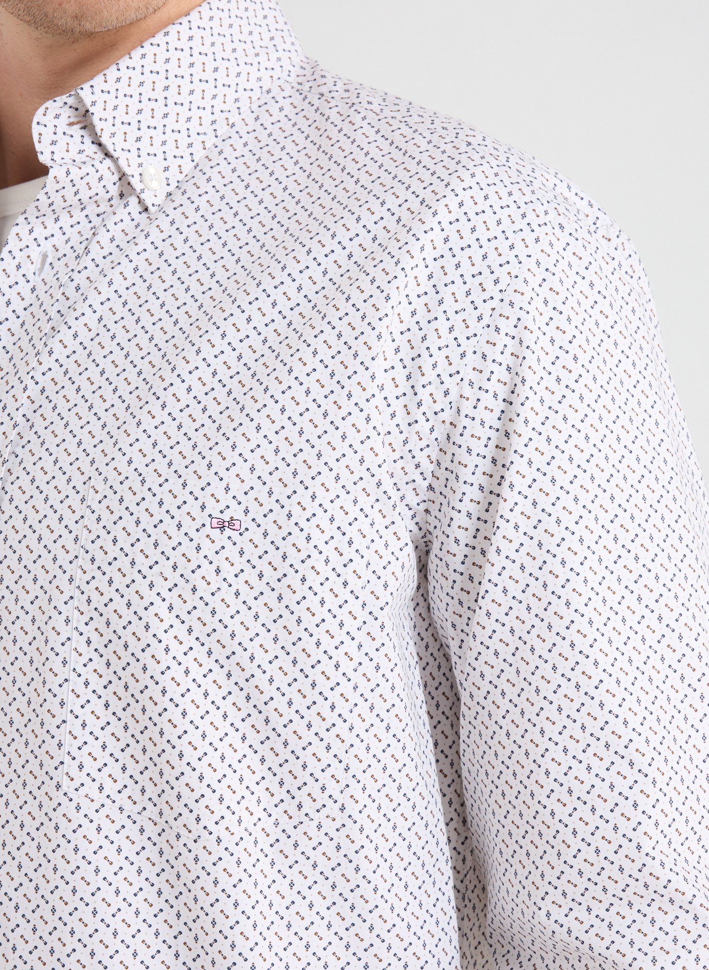 Classic collar shirt with cotton print EDEN PARK Beige