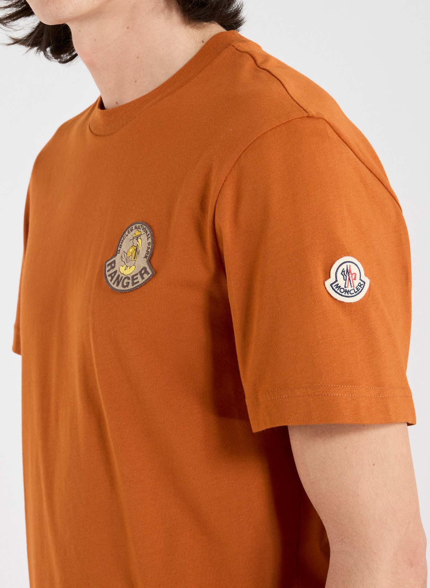 Cotton round-neck T-shirt MONCLER Orange