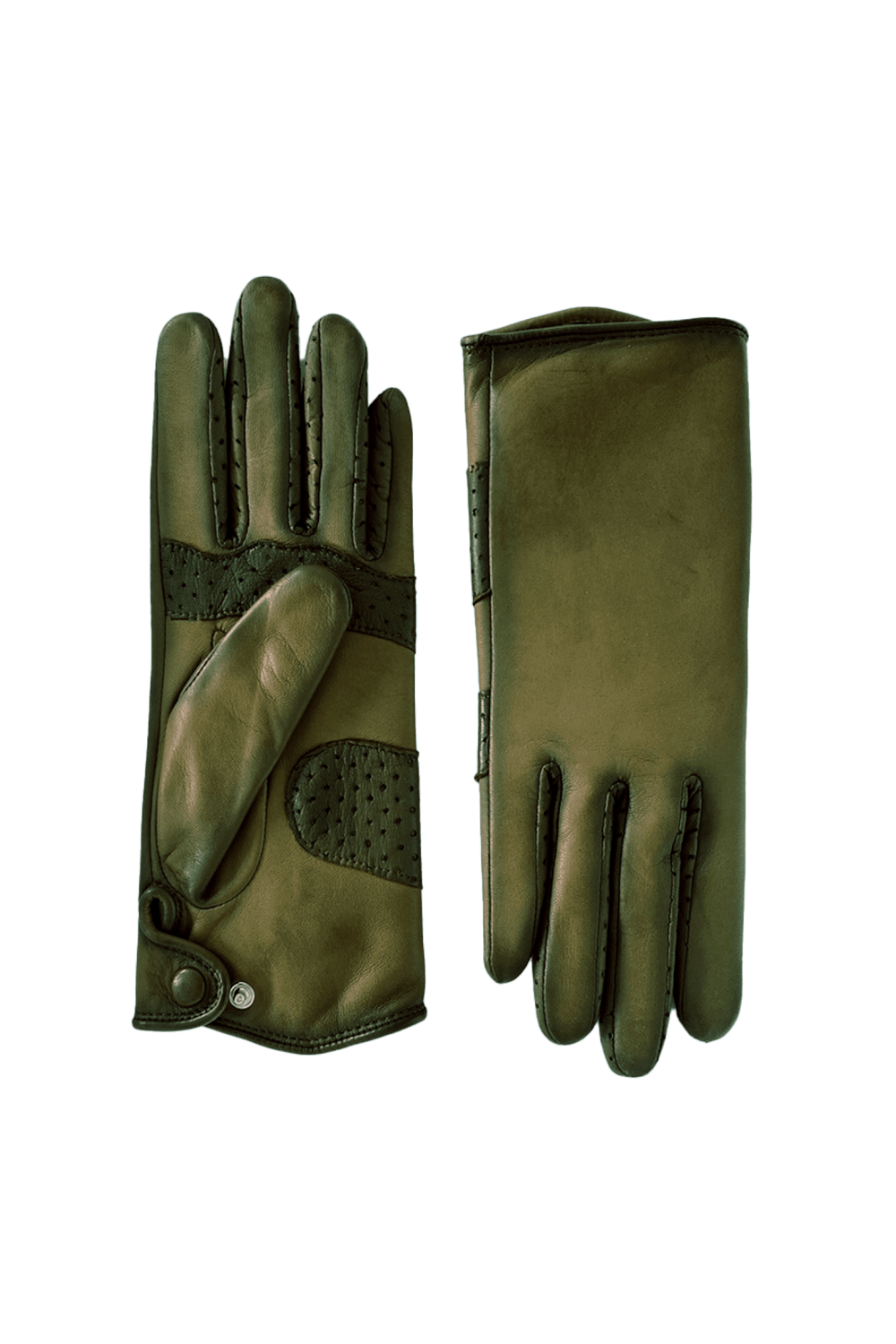 Gants amal femme cuir doublés soie AGNELLE Kaki