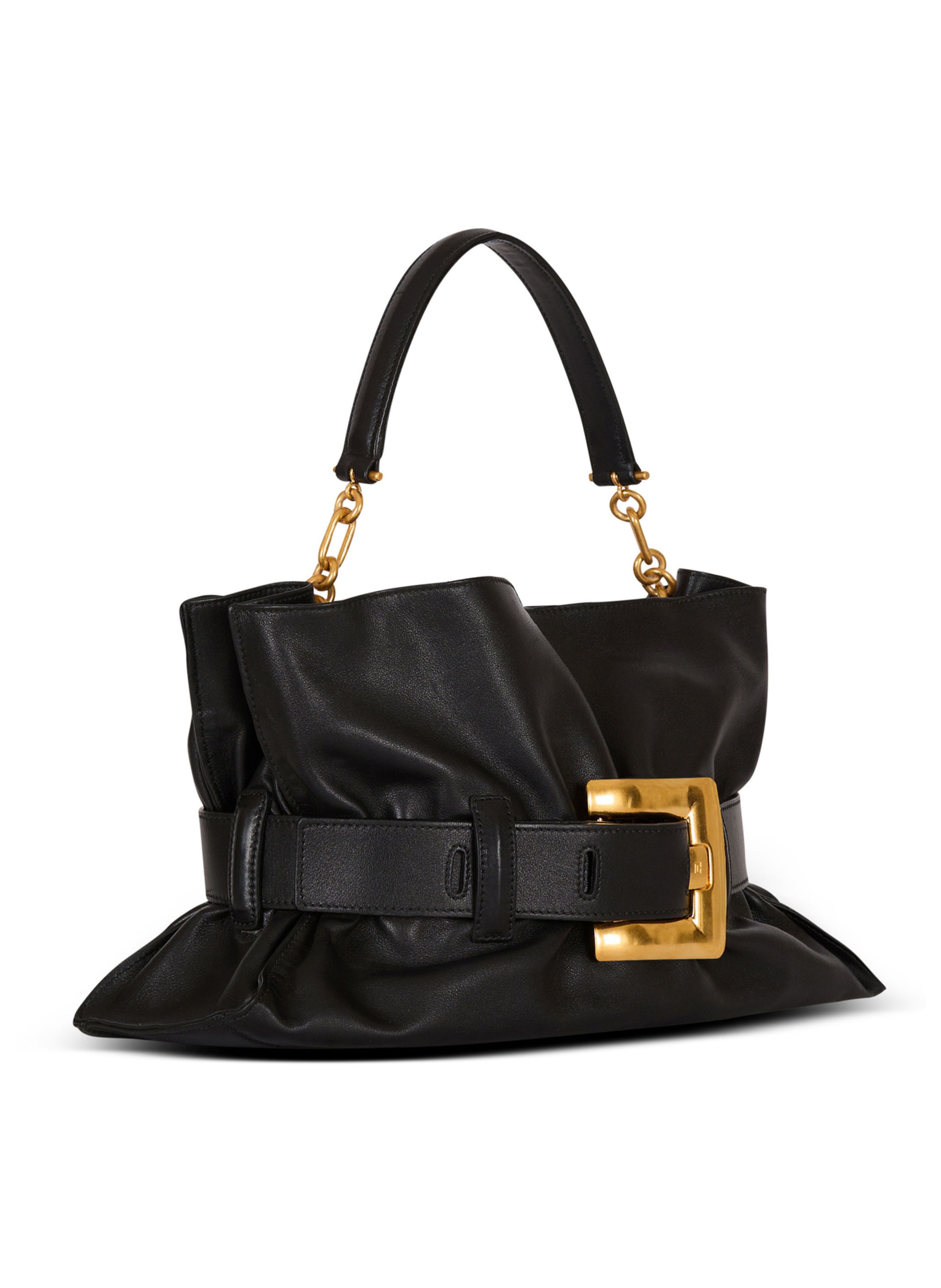 Sac anthem medium en cuir de veau BALMAIN Noir