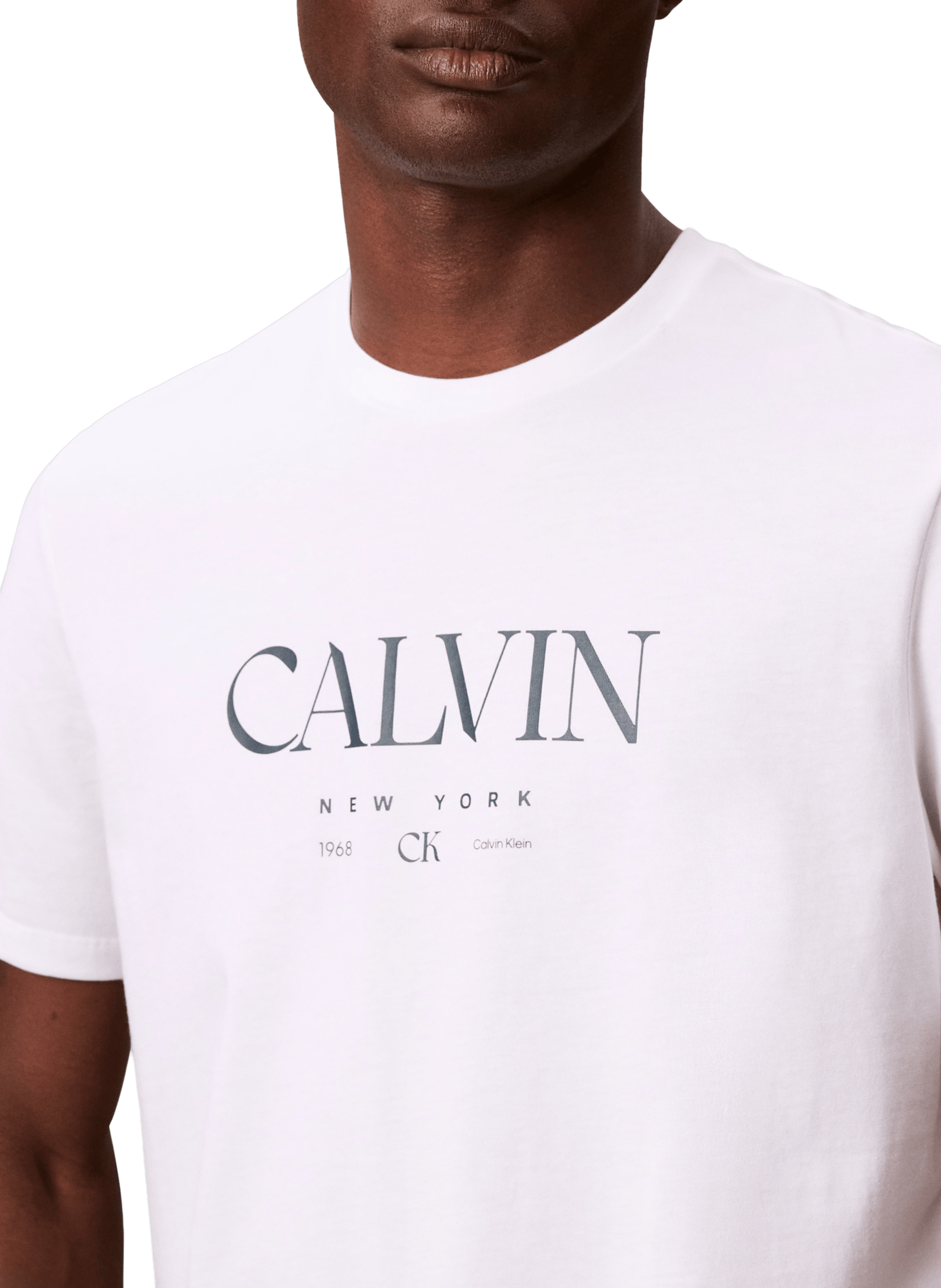 T-shirt coupe droite en coton avec logo CALVIN KLEIN Blanc