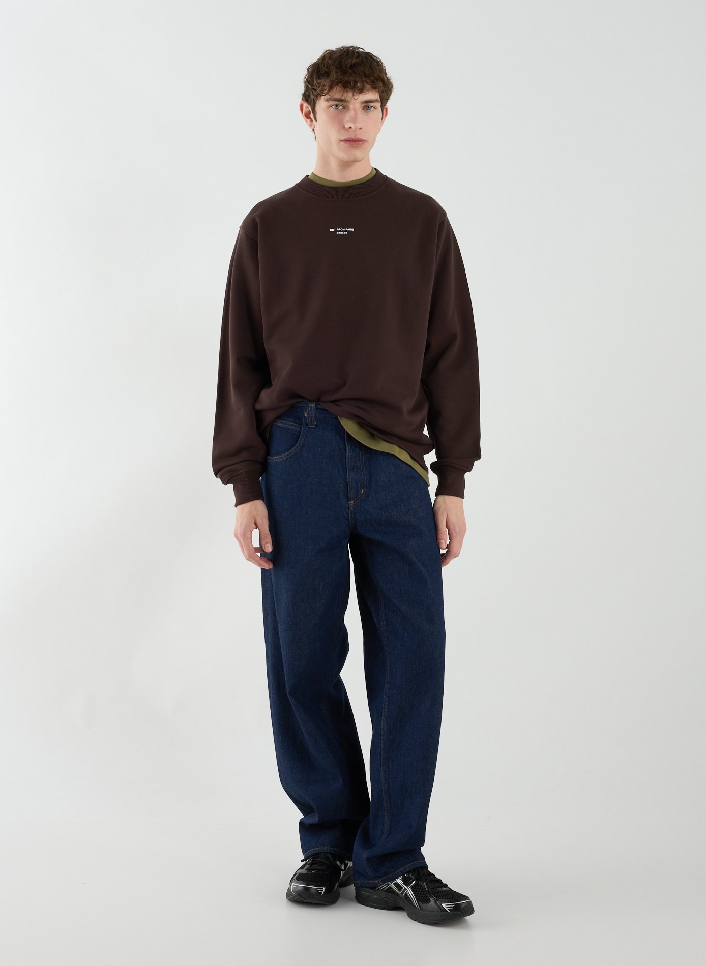 Sweatshirt droit en coton éponge DROLE DE MONSIEUR Marron