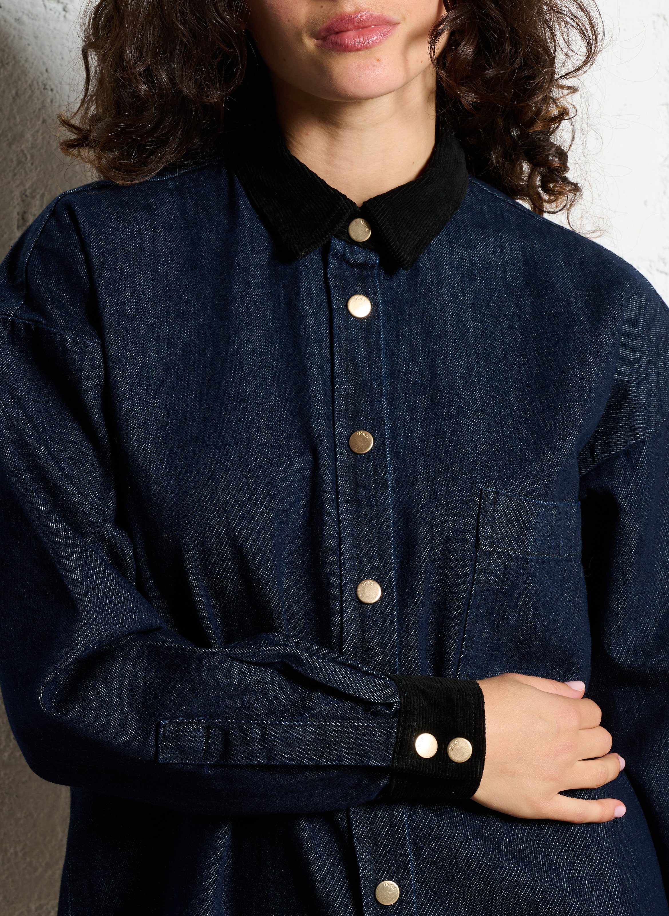 Robe courte col classique ne coton IKKS Bleu