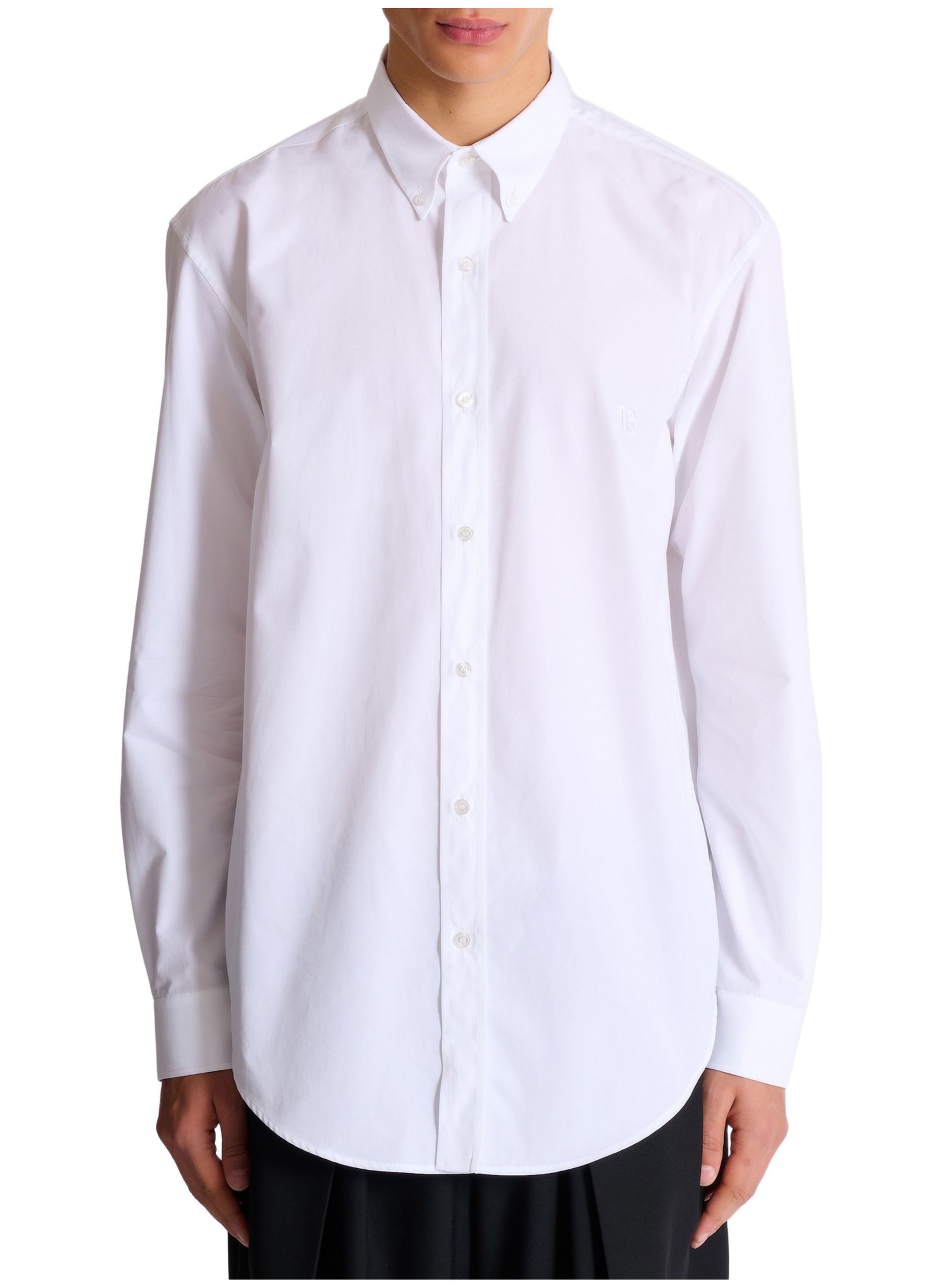 Chemise en popeline de coton BALMAIN Blanc