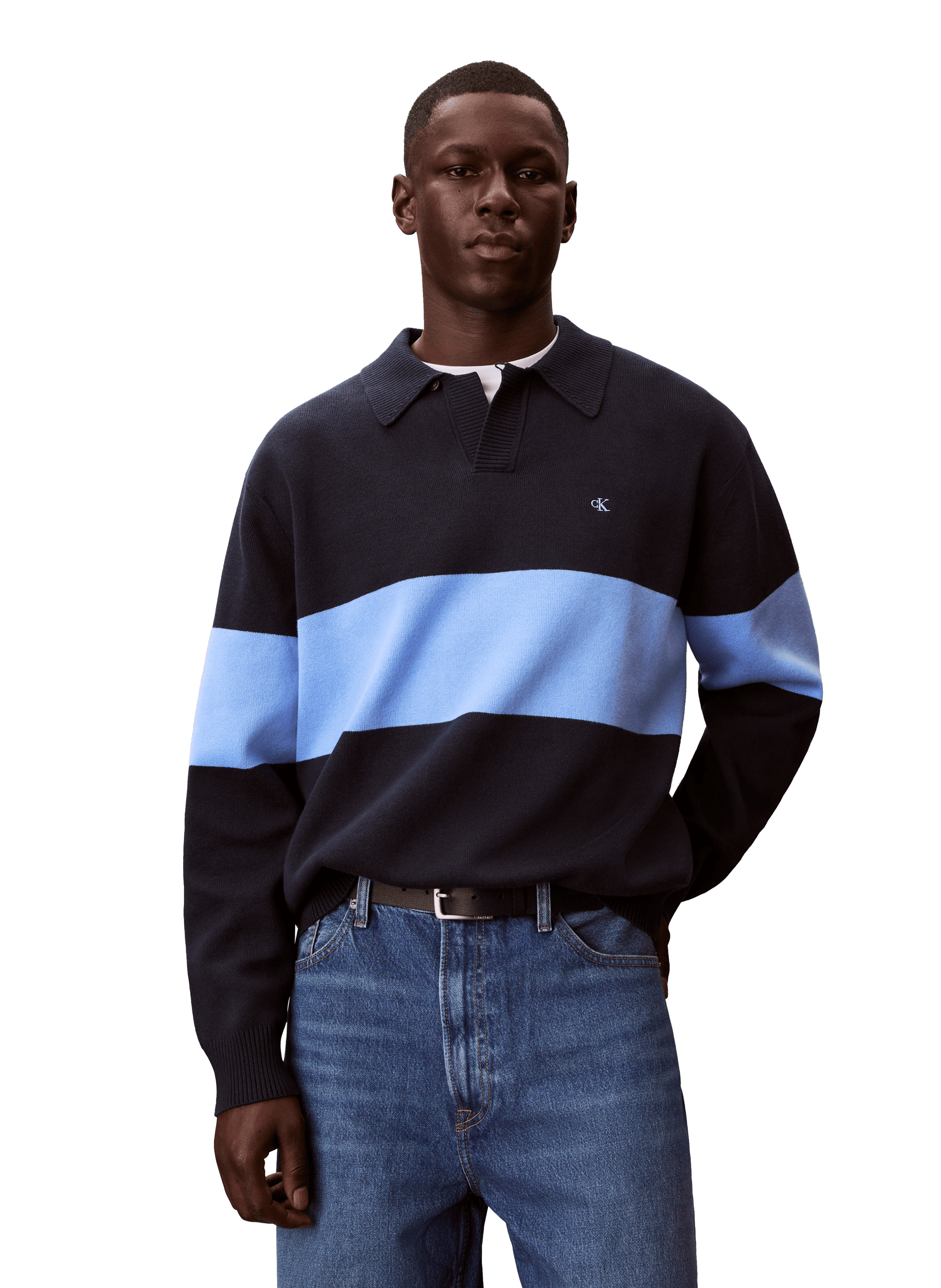 Cotton polo neck sweater CALVIN KLEIN Blue