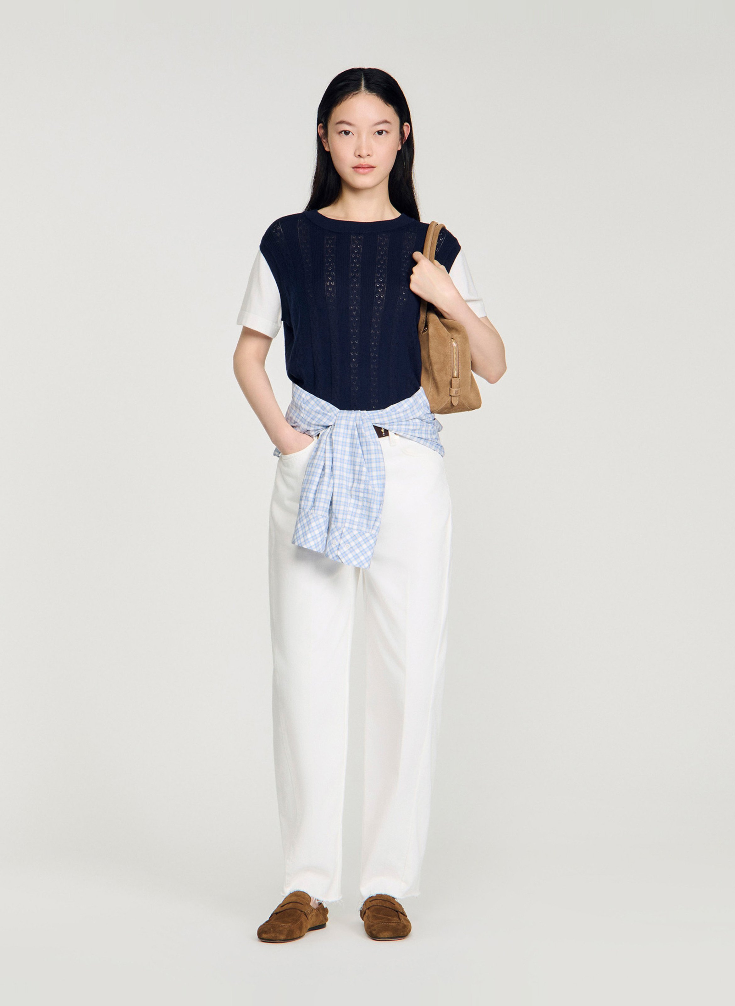 Pull col rond en laine SANDRO Bleu