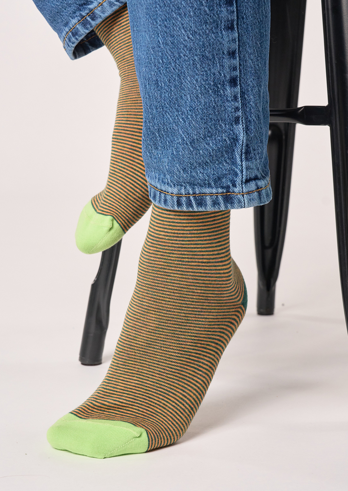 Chaussettes en coton peigné rayées BILLYBELT Orange