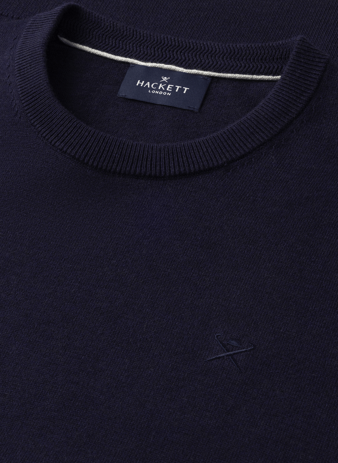 Round neck sweater in cotton and silk HACKETT Blue