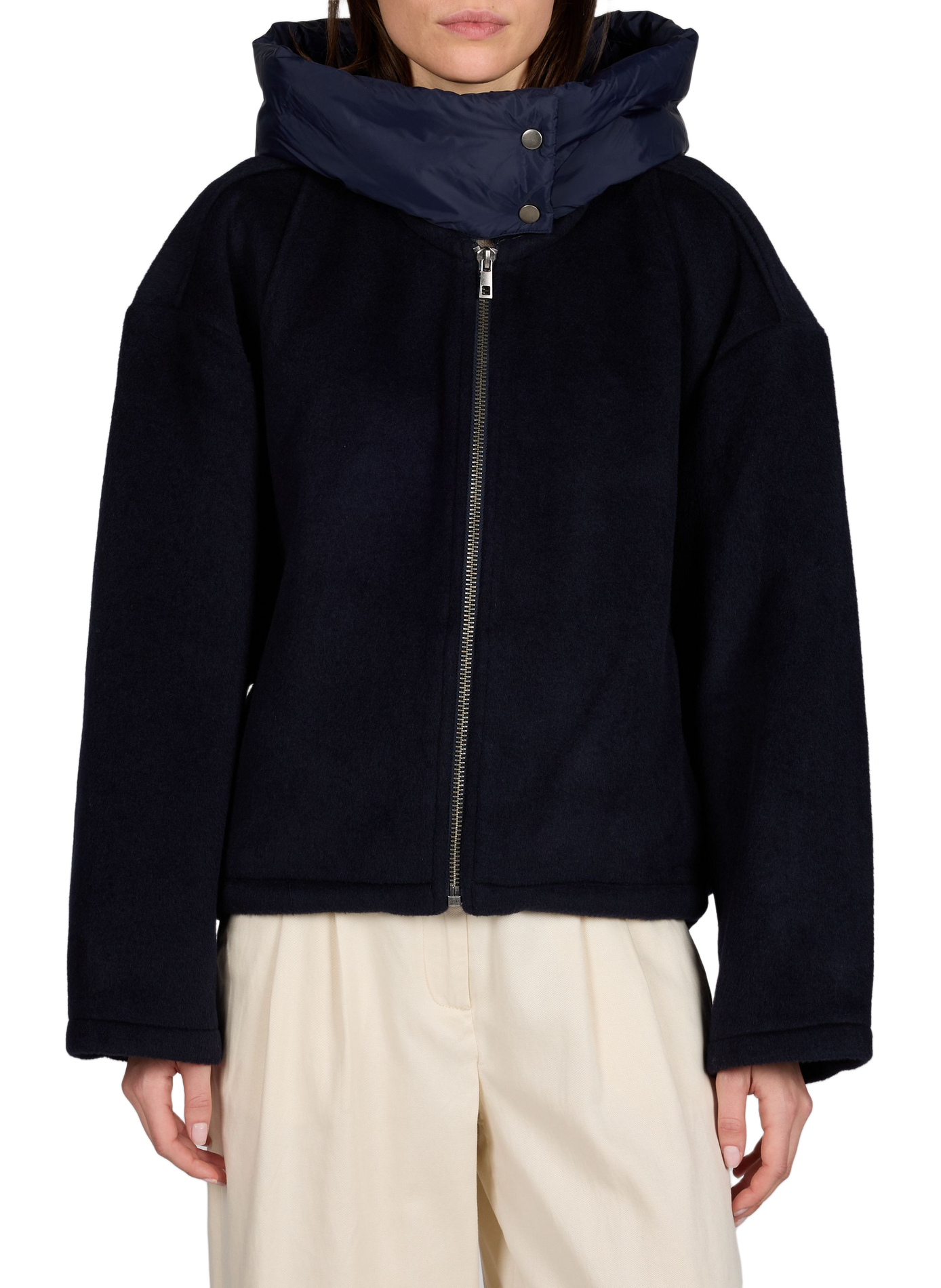 Manteau à capuche amovible en coton mélangé OBJECT Bleu