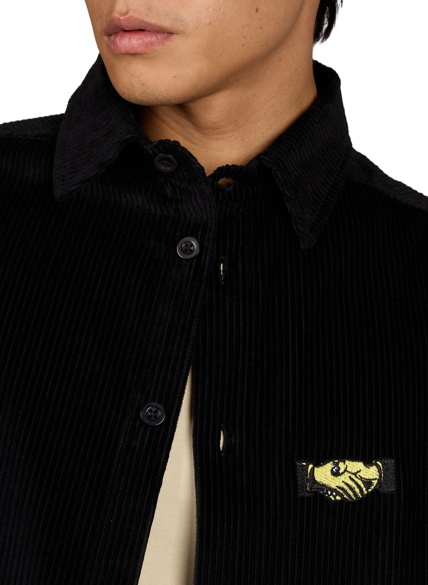 Surchemise droite côtelée en coton JACKER. Noir