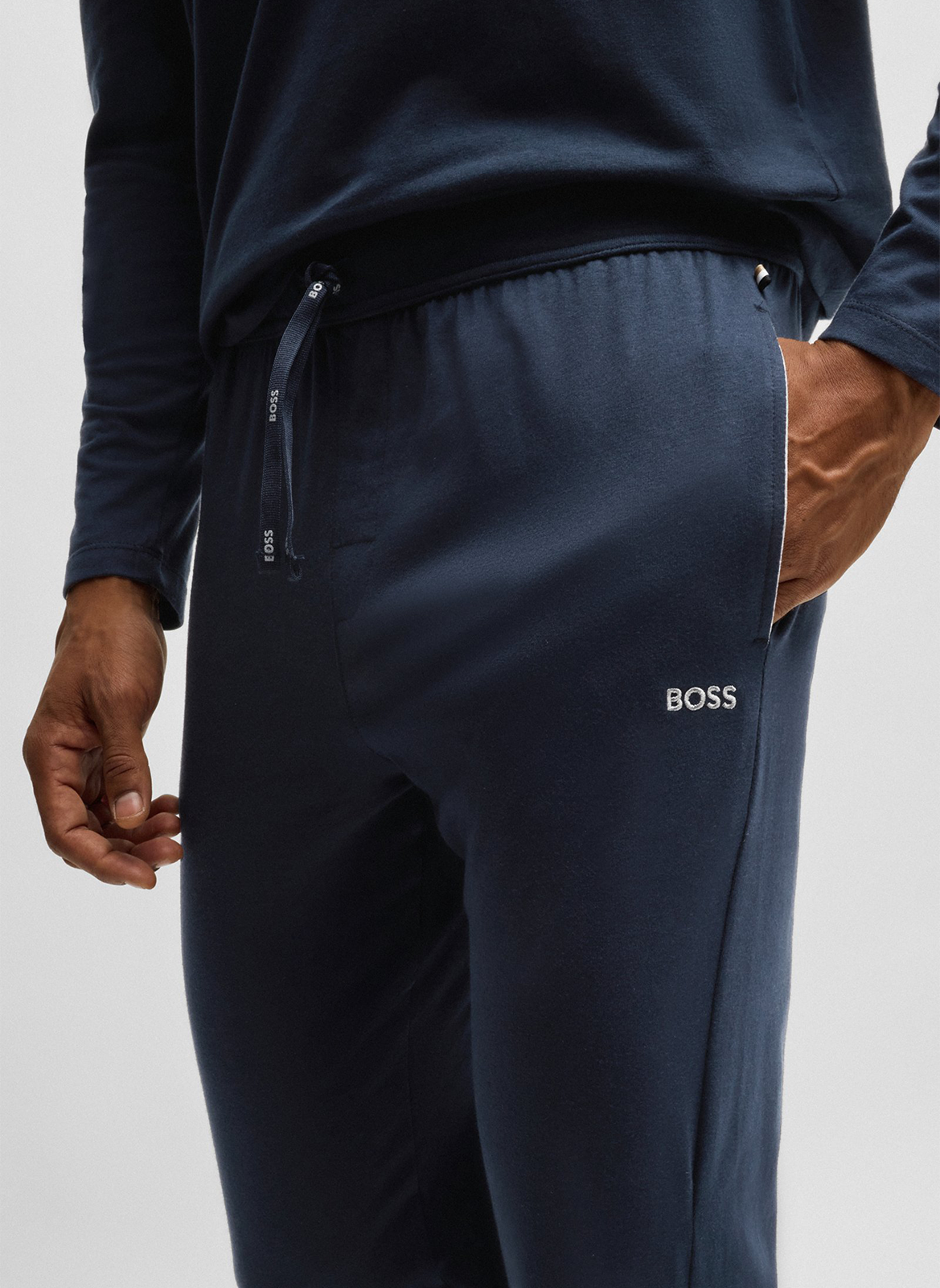 Jogging droit en coton BOSS Bleu