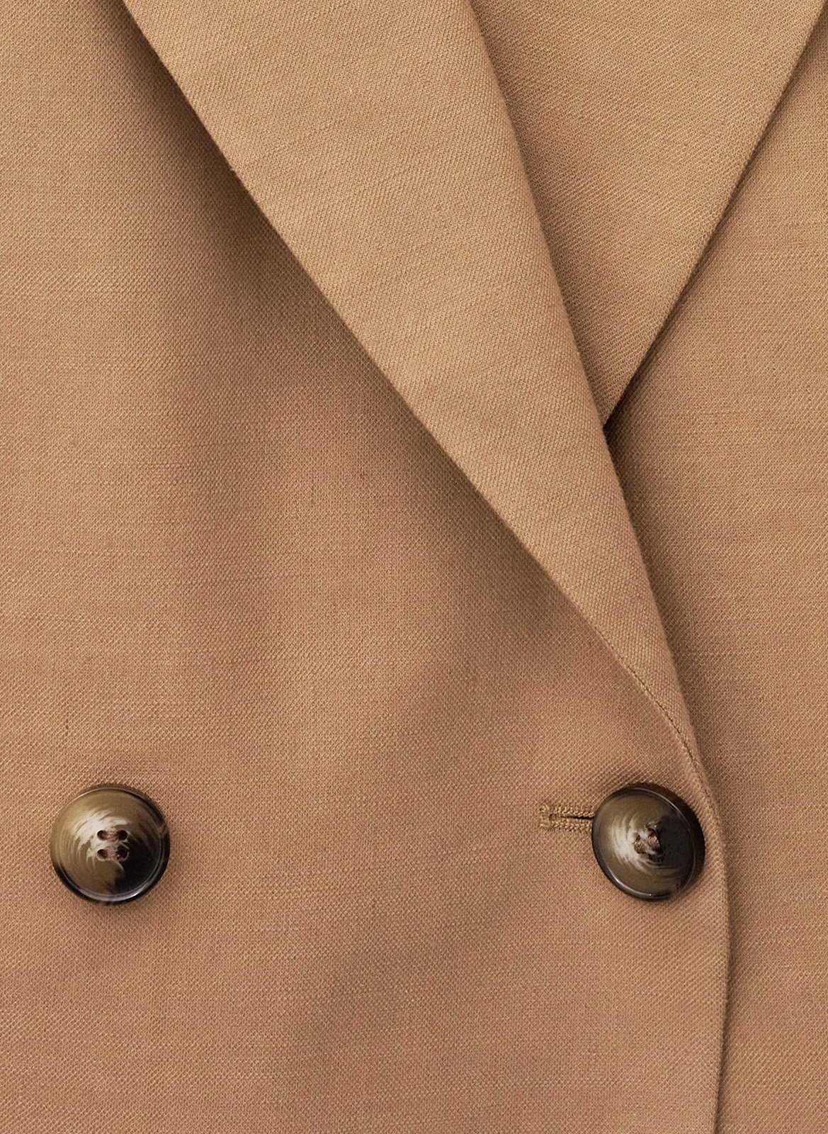 Veste col tailleur en lin mélangé clay Marron