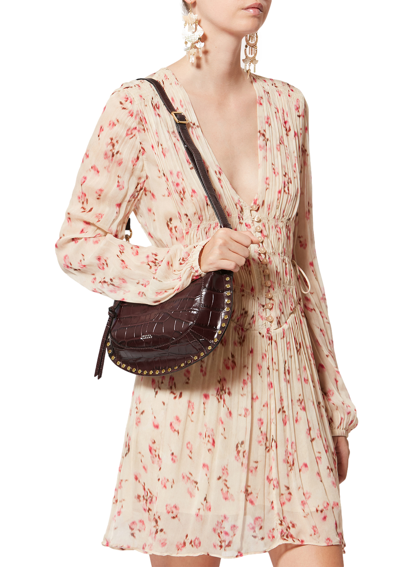 Oskan Moon crocodile effect leather handbag ISABEL MARANT Red