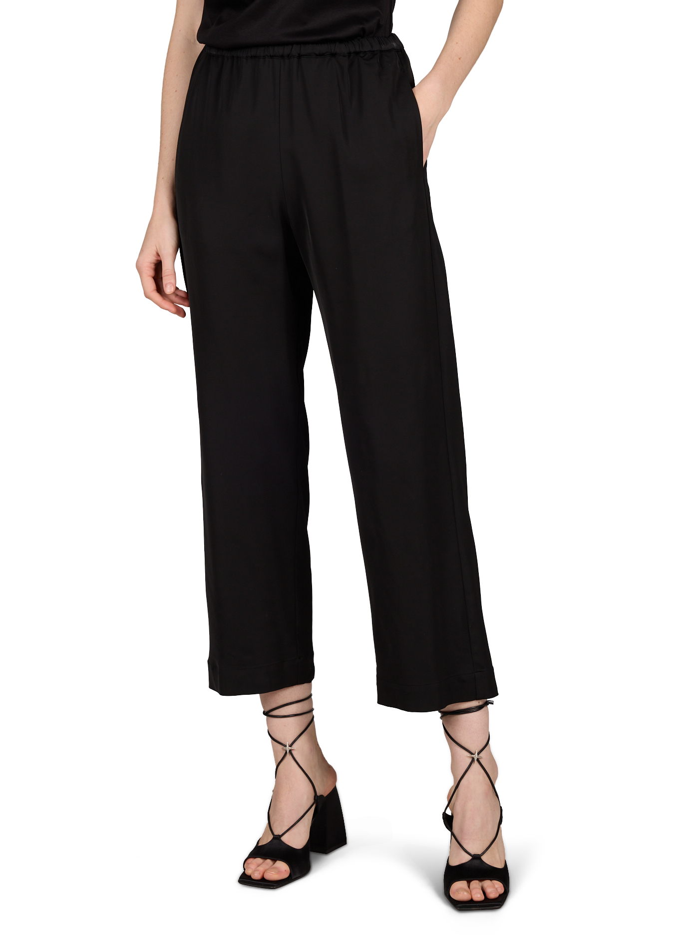 Wide-leg cropped pants ROHE FRAMES Black