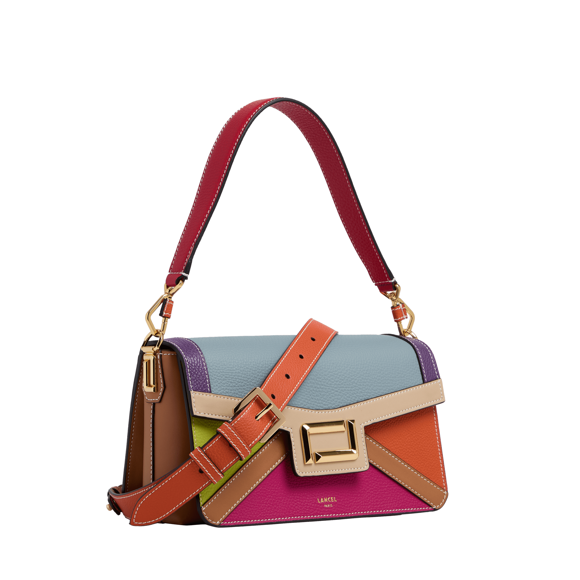 Angèle flap bag medium by lancel in leather LANCEL Purple