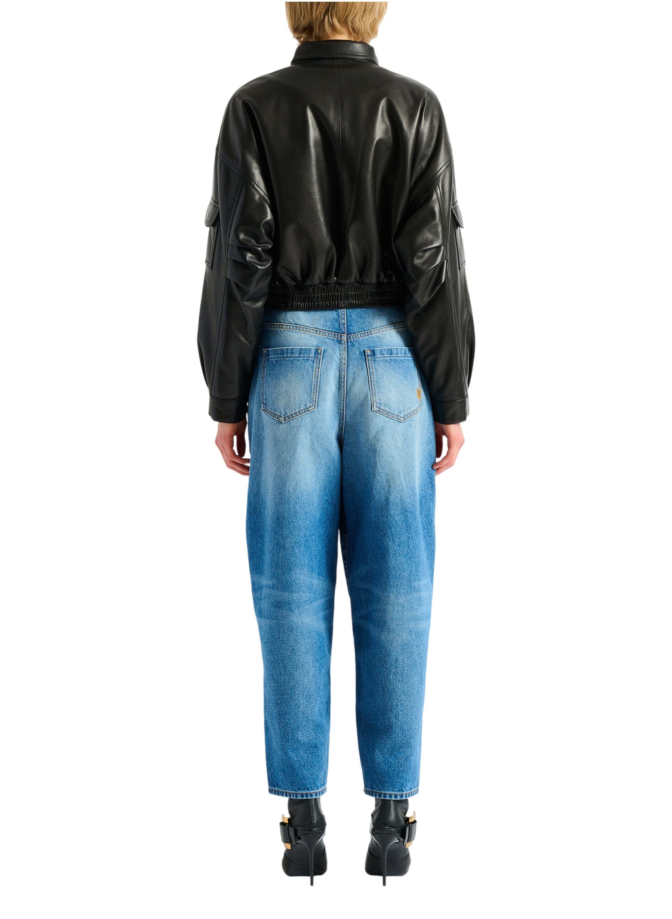 Bomber en cuir d’agneau BALMAIN Noir