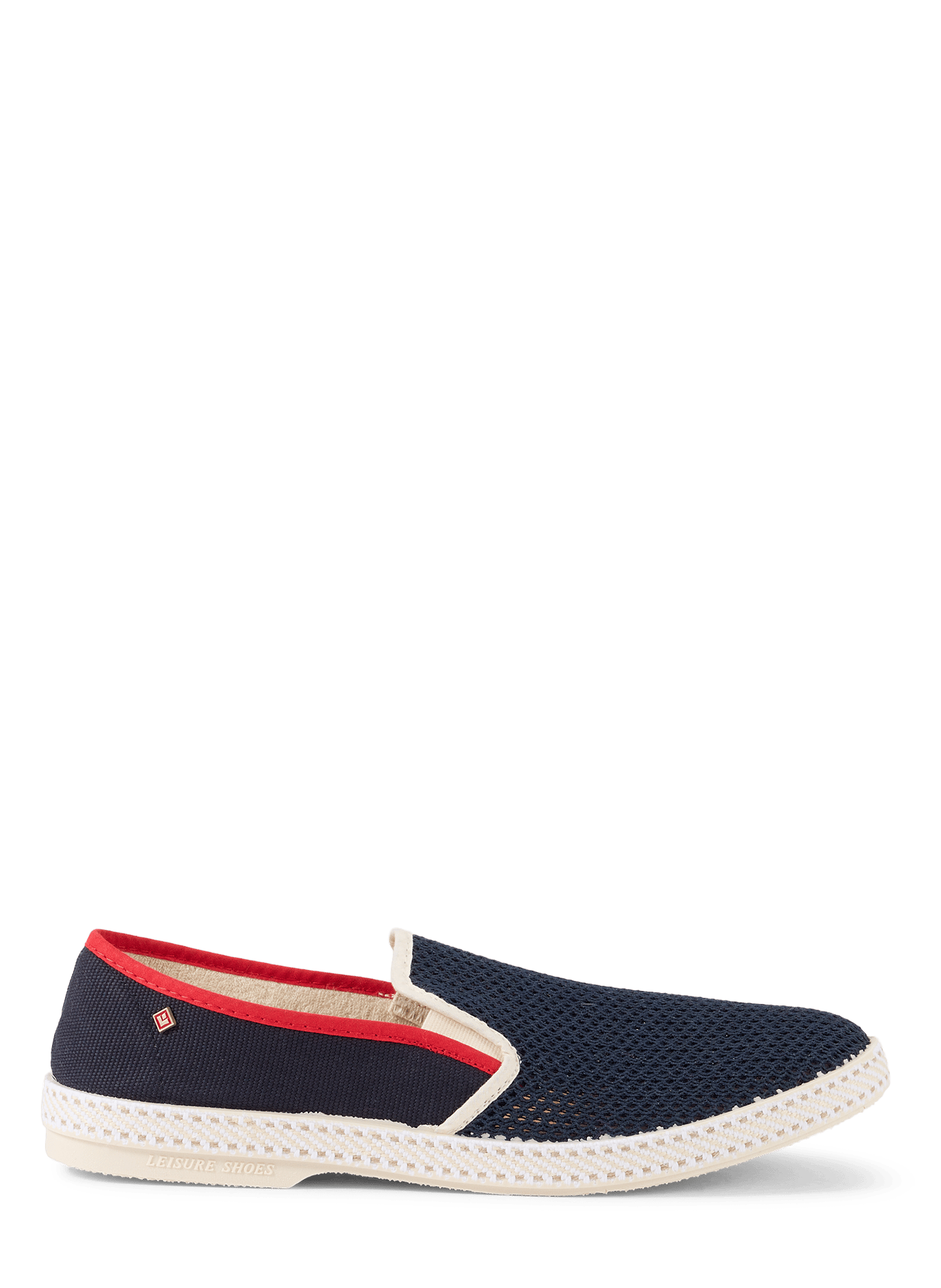 Moccasins with contrasting bands in mixed cotton RIVIERAS Blue