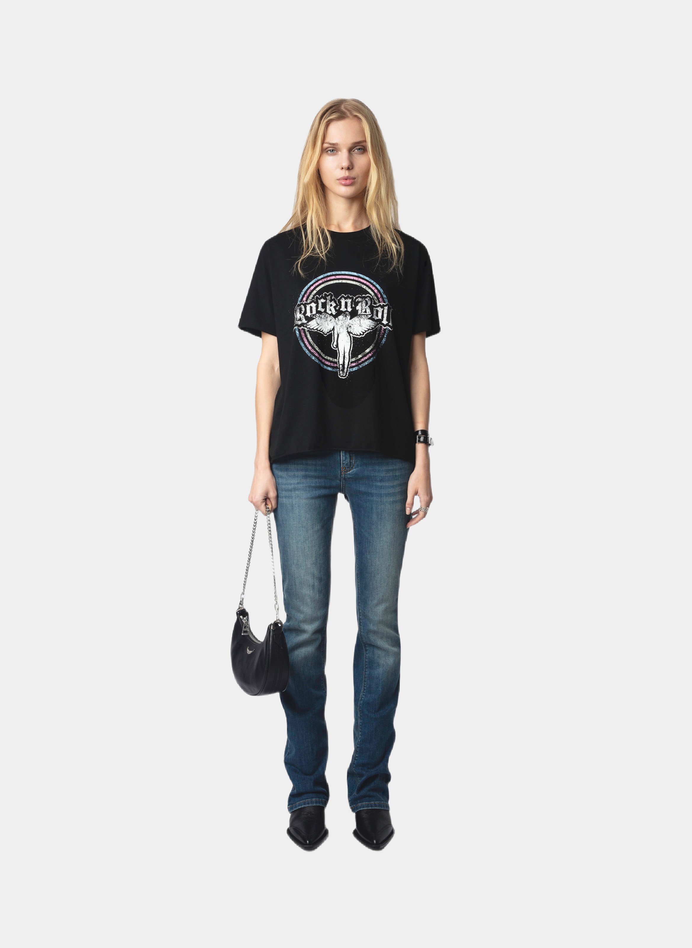 Tee-shirt imprimé en coton bio tommer ZADIG&VOLTAIRE Noir
