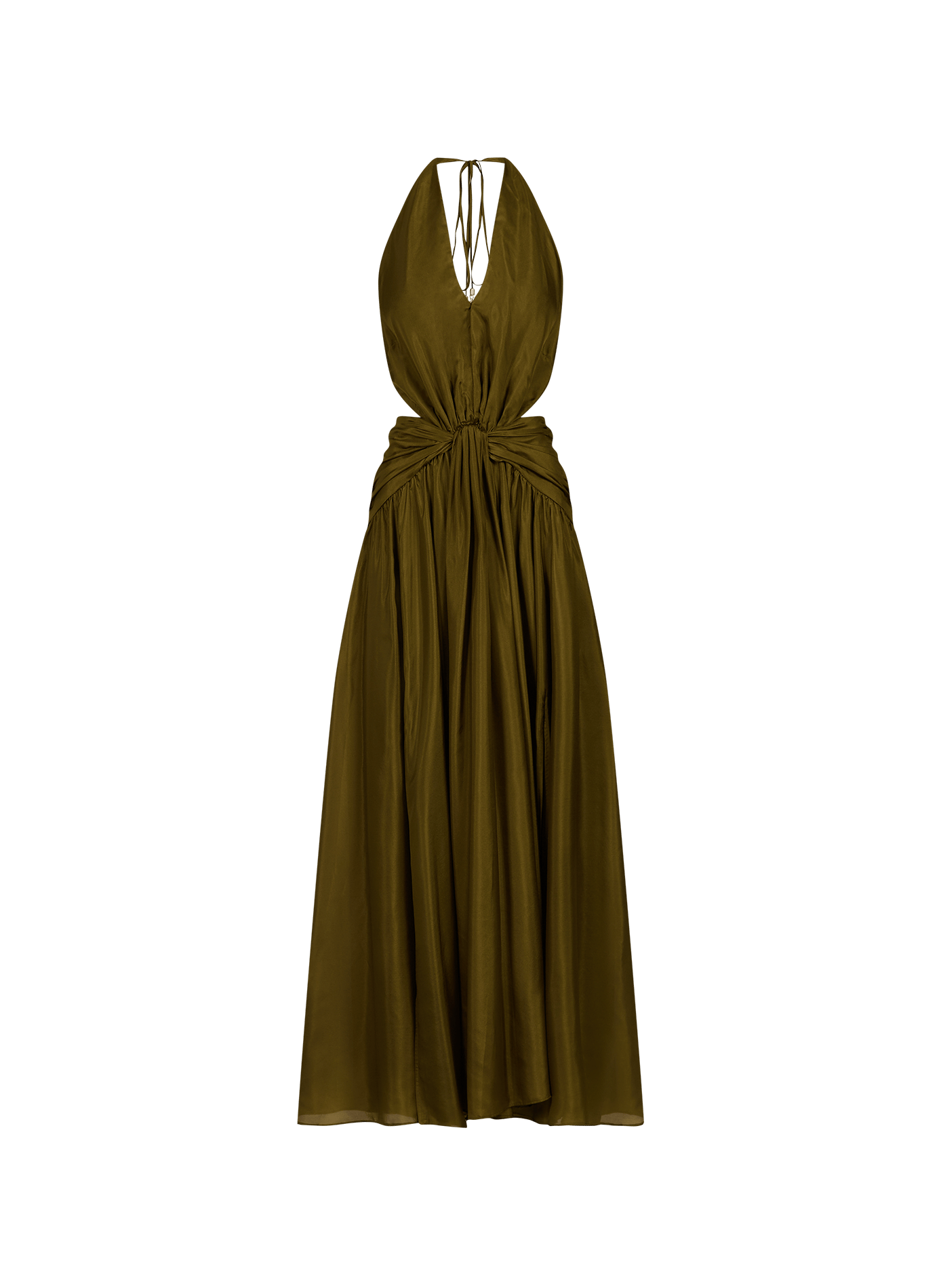 Silk maxi dress with open back to tie. ZIMMERMANN Khaki
