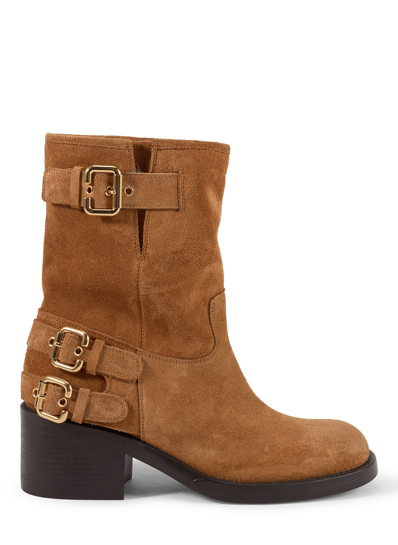 Dakota calf leather buckle ankle boots CHLOÉ Brown