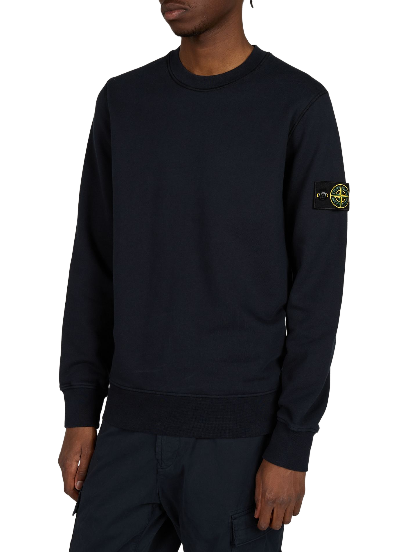 Straight round neck plain sweatshirt STONE ISLAND Blue