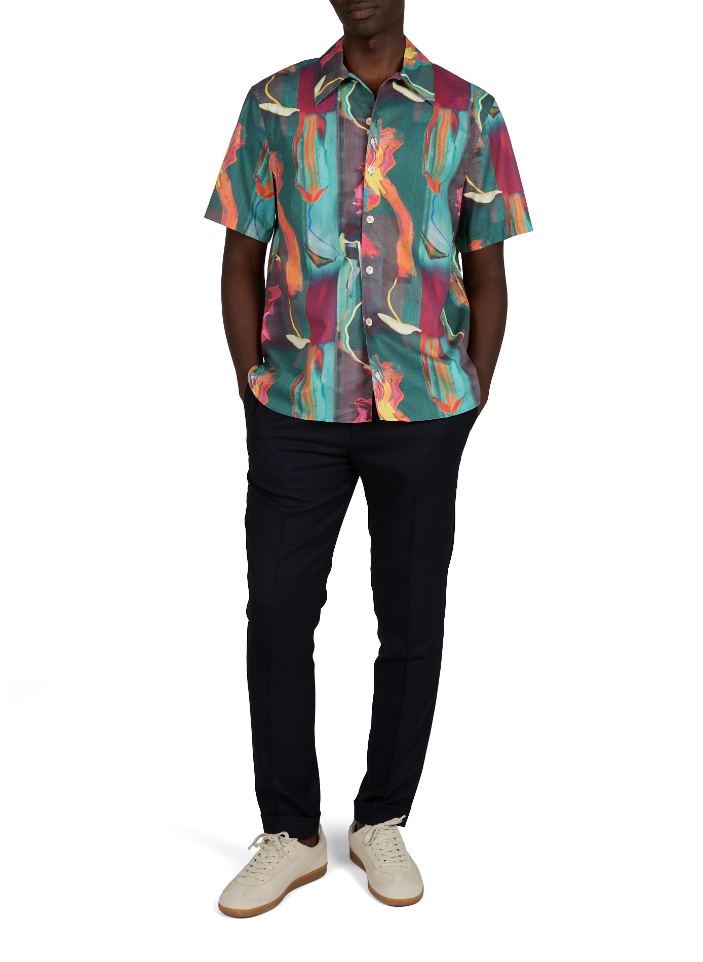 Chemise droite imprimée en coton PAUL SMITH Vert