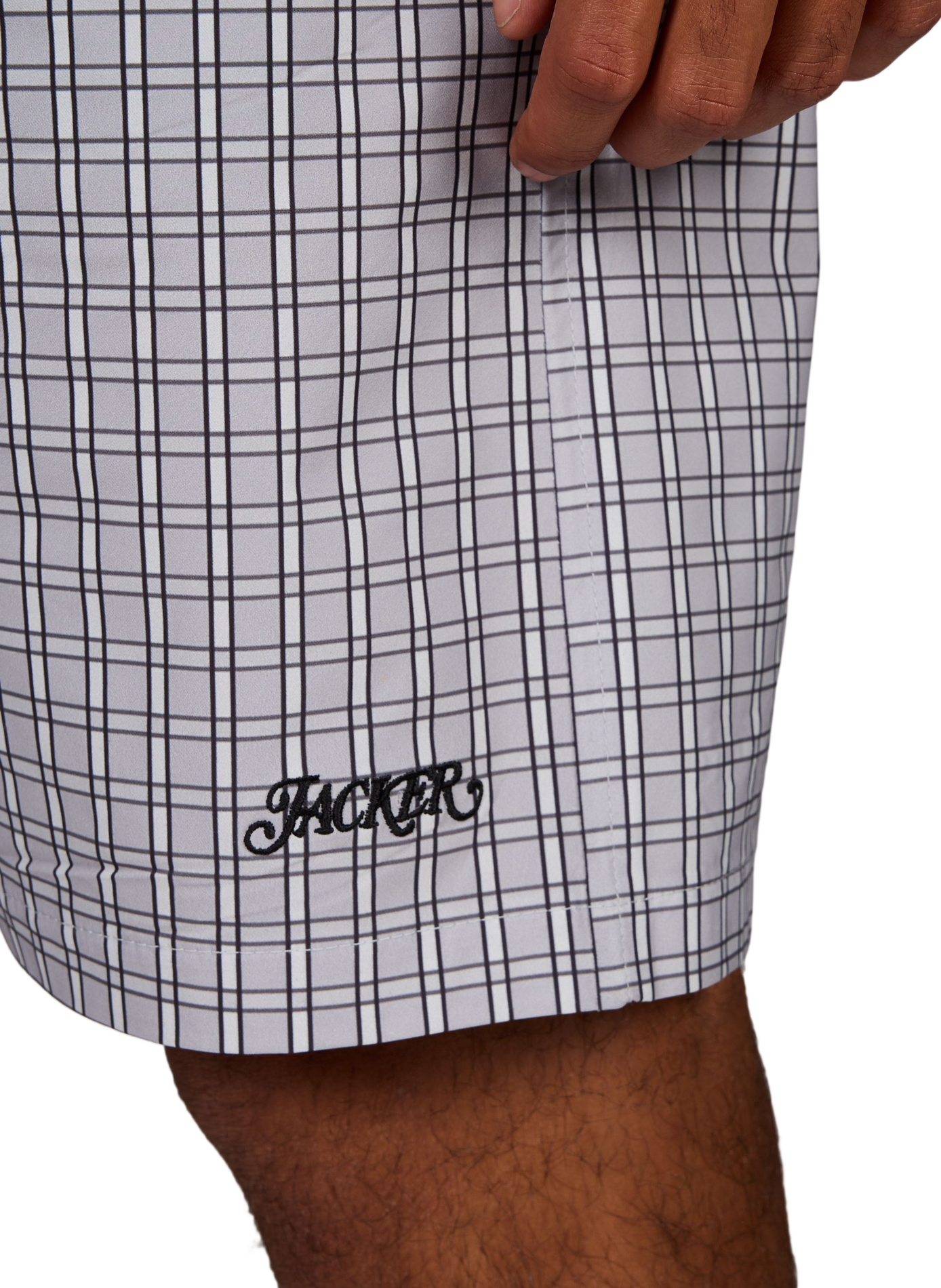 Short droit à carreaux JACKER. Gris