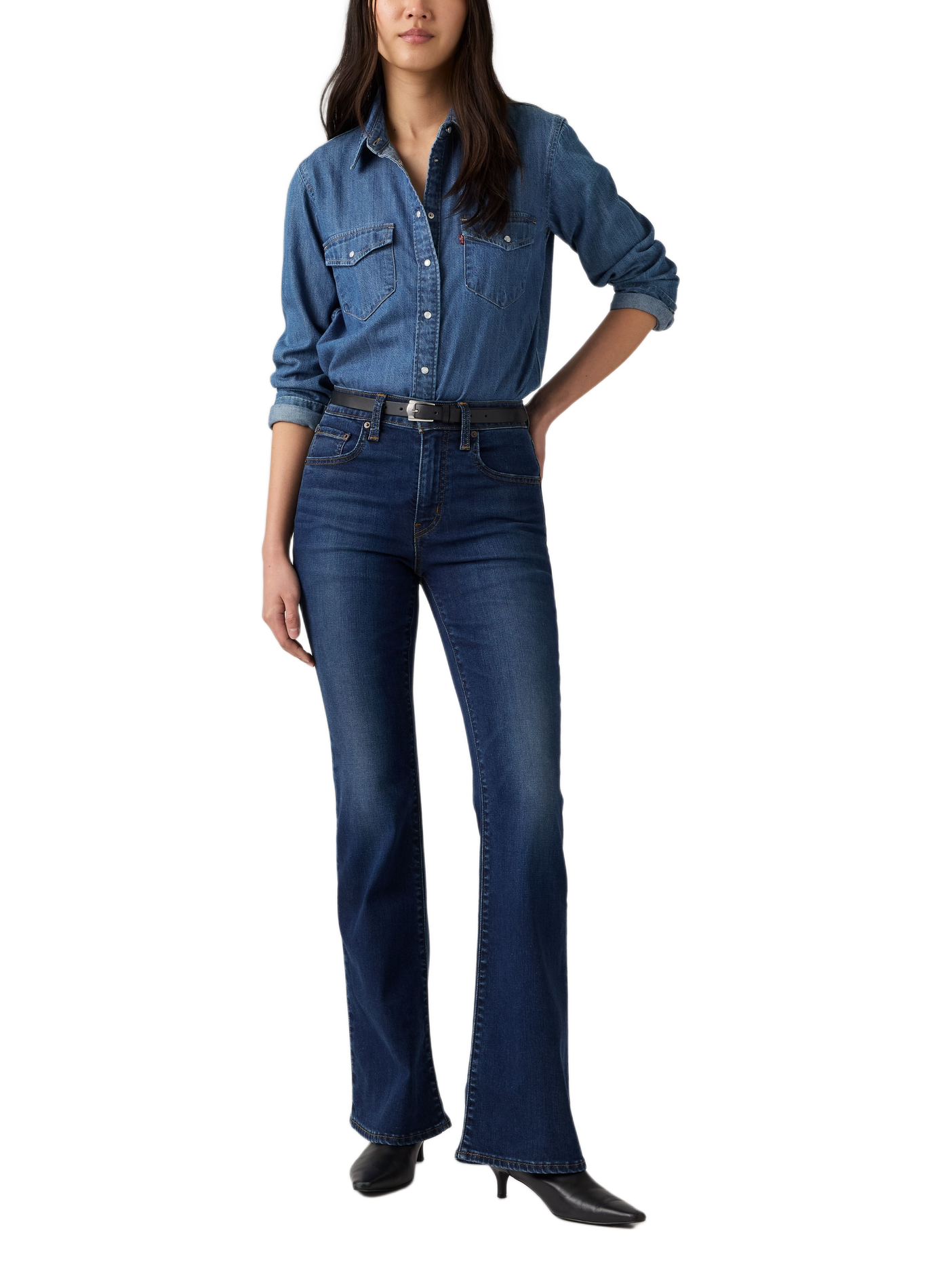 Wijd uitlopende jeans met hoge taille in een katoenmix 726 LEVI'S Blauw