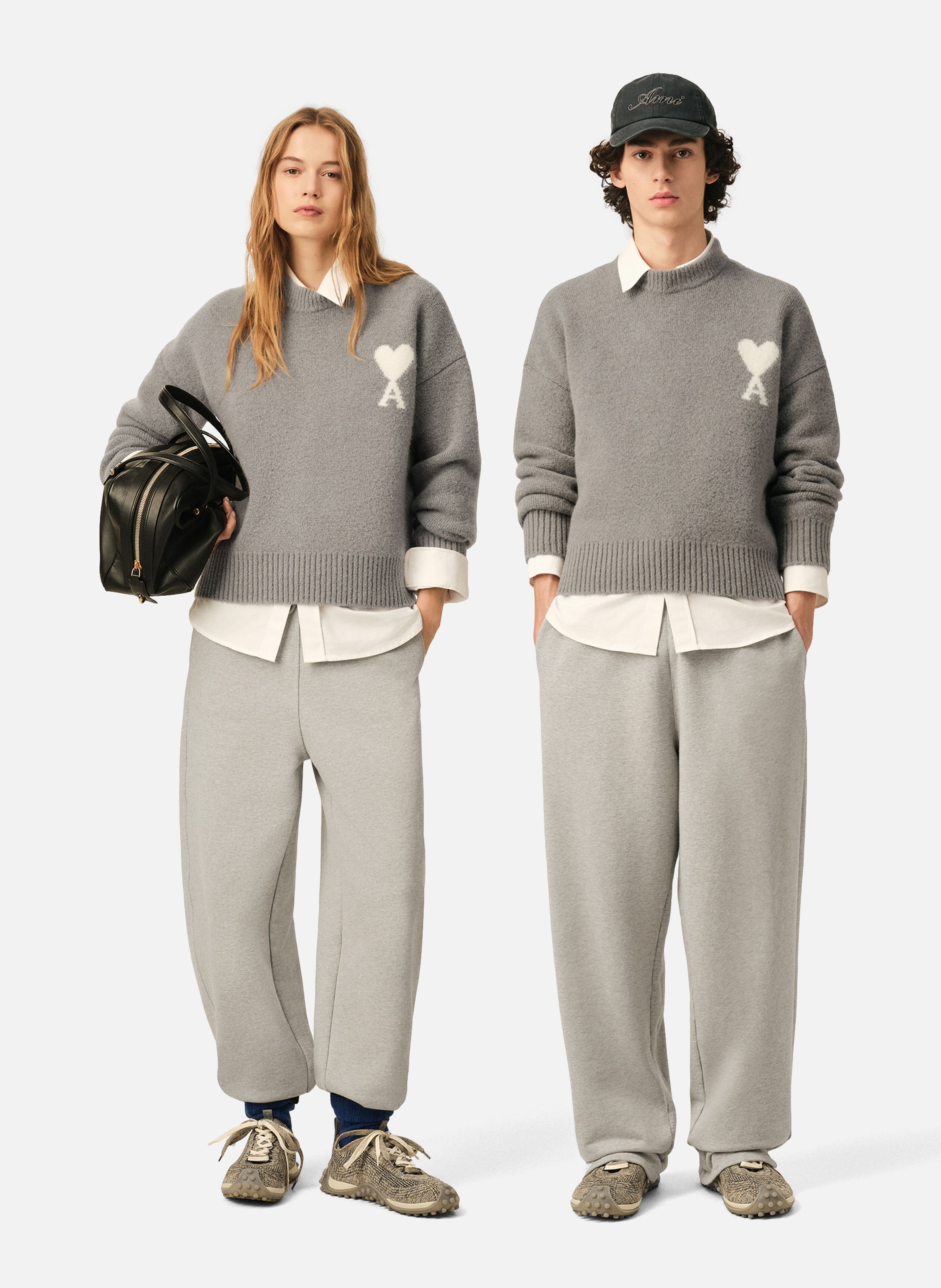 Pull unisexe en alpaga ami de coeur AMI PARIS Gris