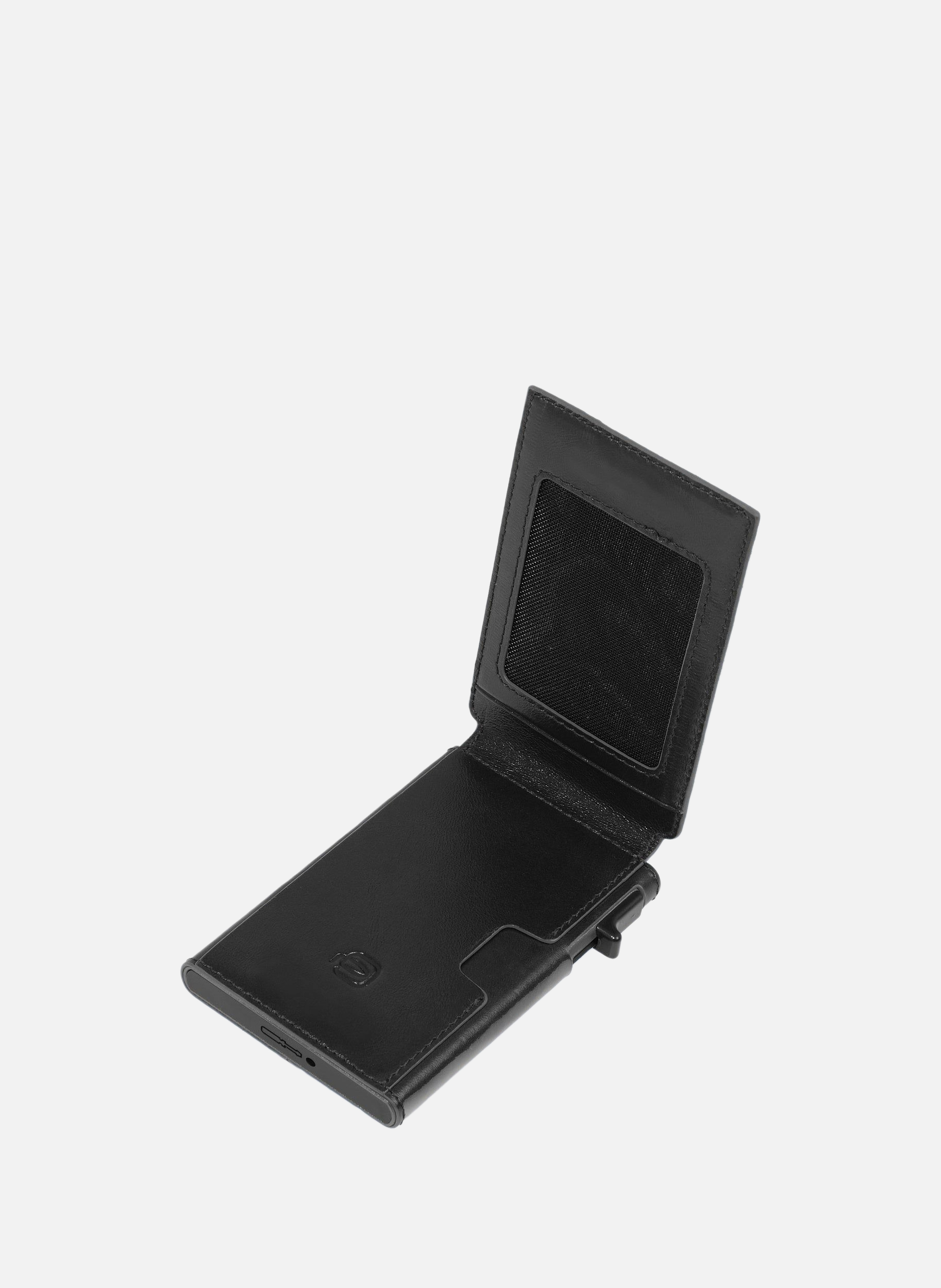 Automatische kaarthouder met opklapbare ID-houder. PIQUADRO Zwart