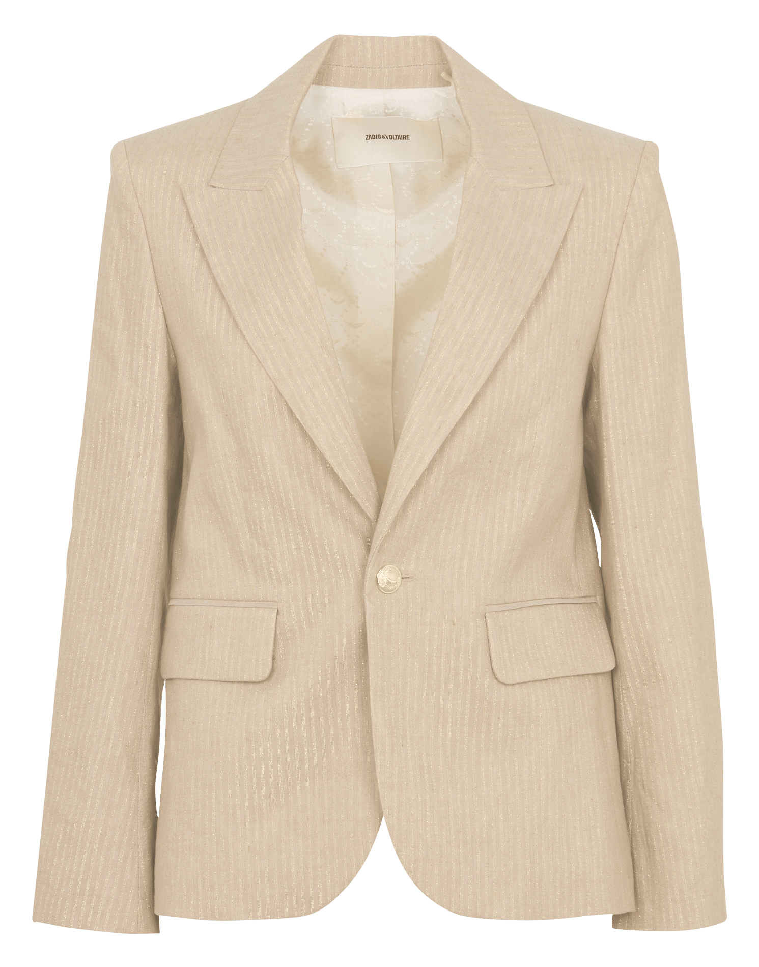 Veste tailleur droite rayée en lin mélangé vavy ZADIG&VOLTAIRE Beige