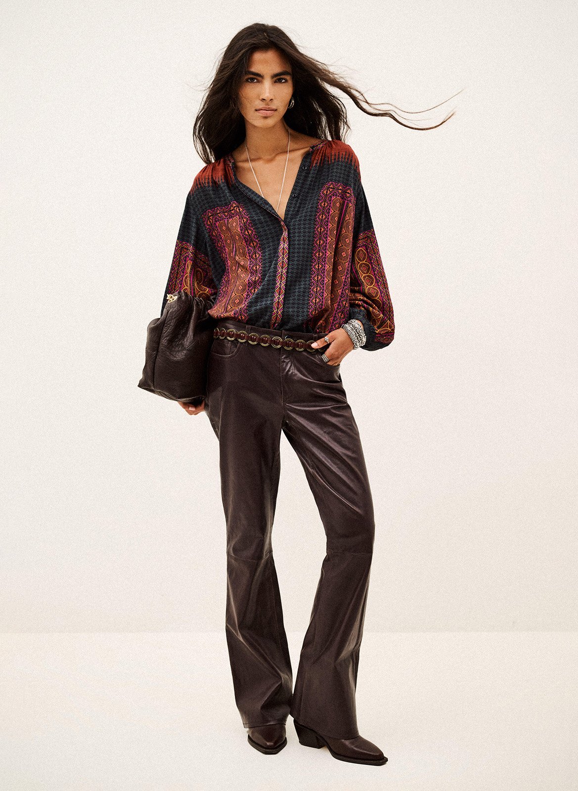 Blouse ample imprimée col rond olivio BA&SH Rouge