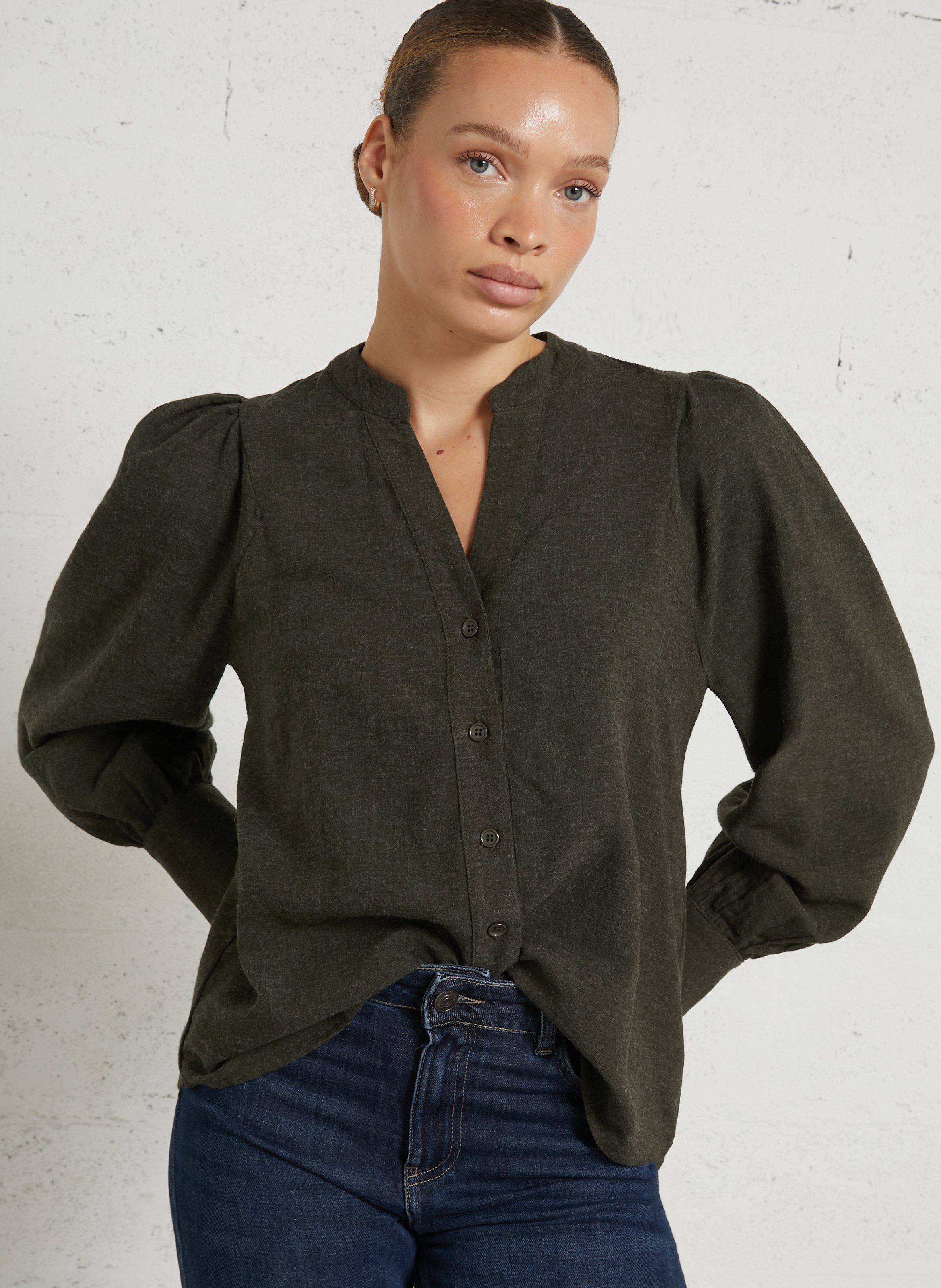 Losvallende blouse met V-hals LA FEE MARABOUTEE Groen