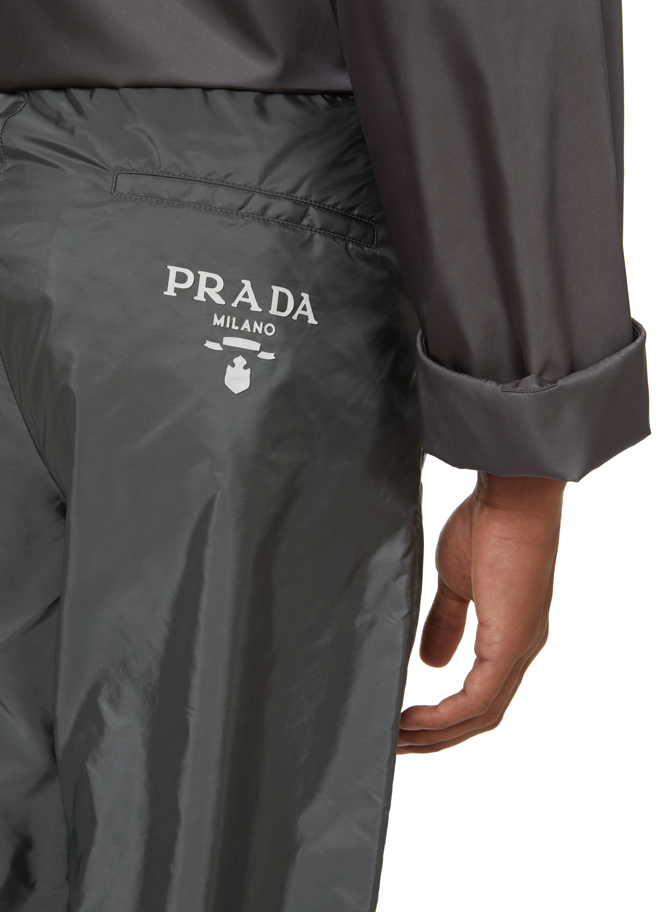 Satin-effect relaxed trousers PRADA Grey