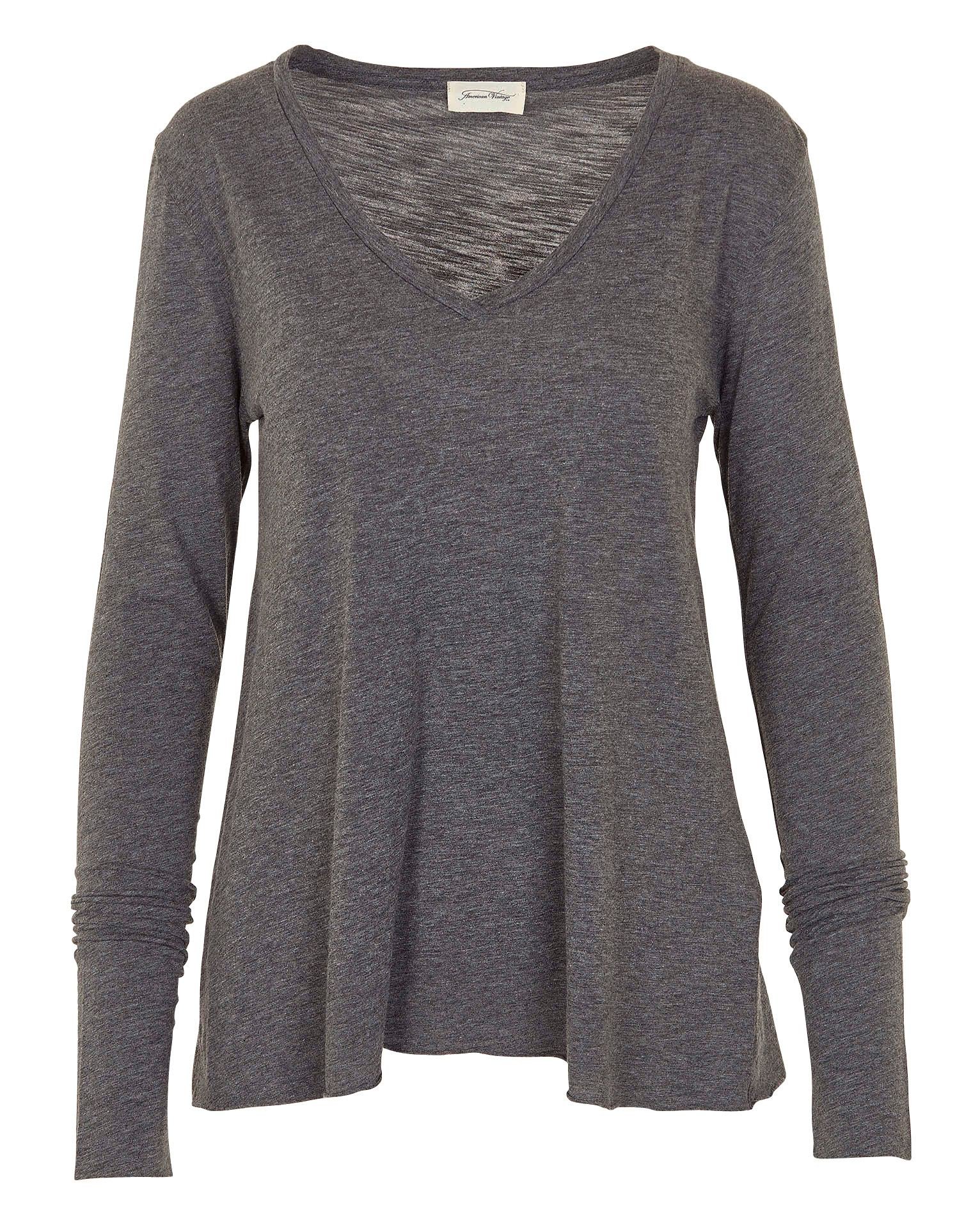 Tee-shirt col v en coton mélangé jacksonville AMERICAN VINTAGE Gris