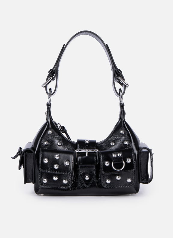 Sac amelia small en cuir craquelé avec clous Noir by THE KOOPLES THE KOOPLES Sac amelia small en cuir craquelé avec clous Noir