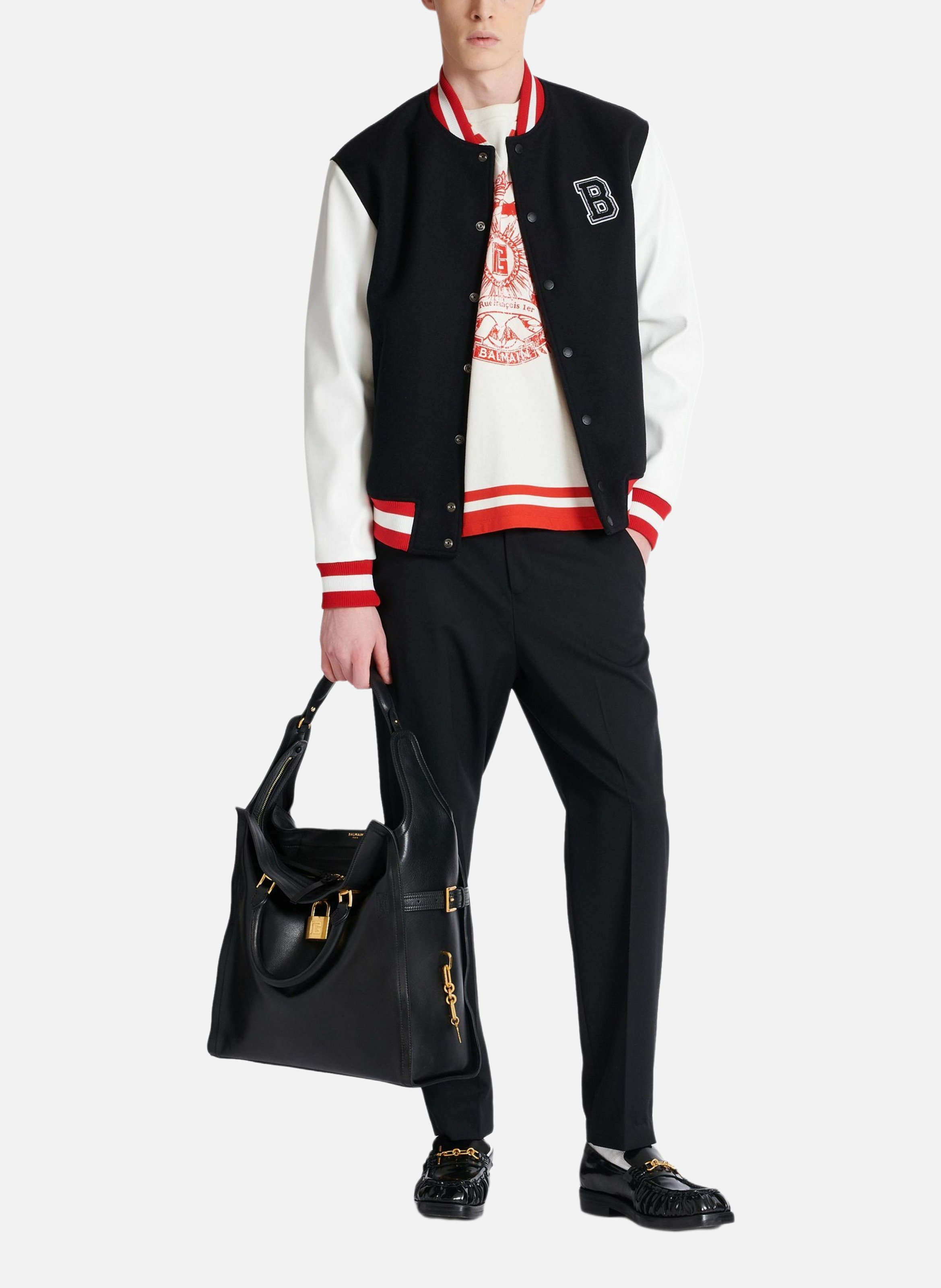 T-shirt varsity imprimé balmain écusson BALMAIN Rouge