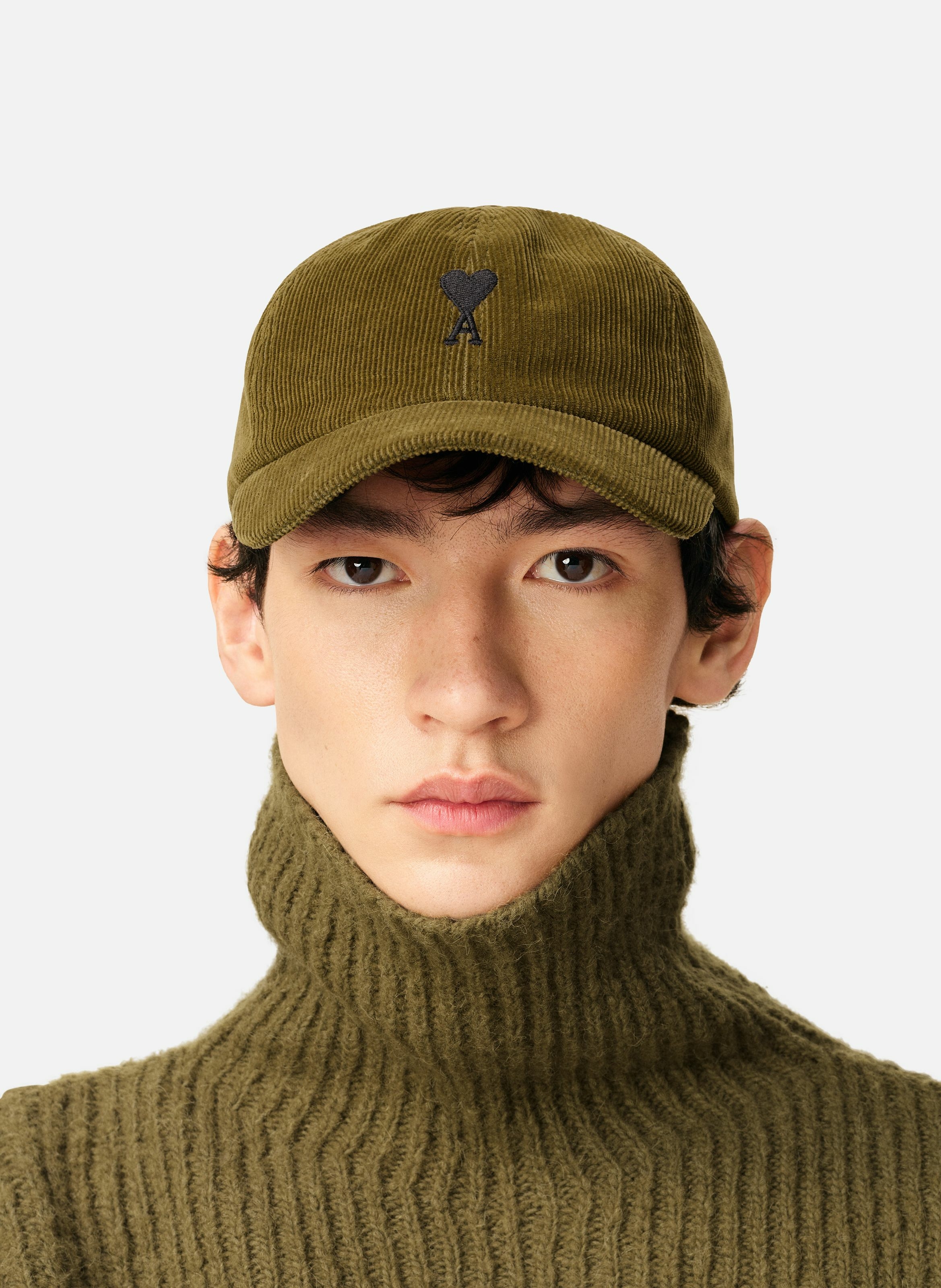 Casquette broderie ami de coeur velours en coton unisexe AMI PARIS Vert