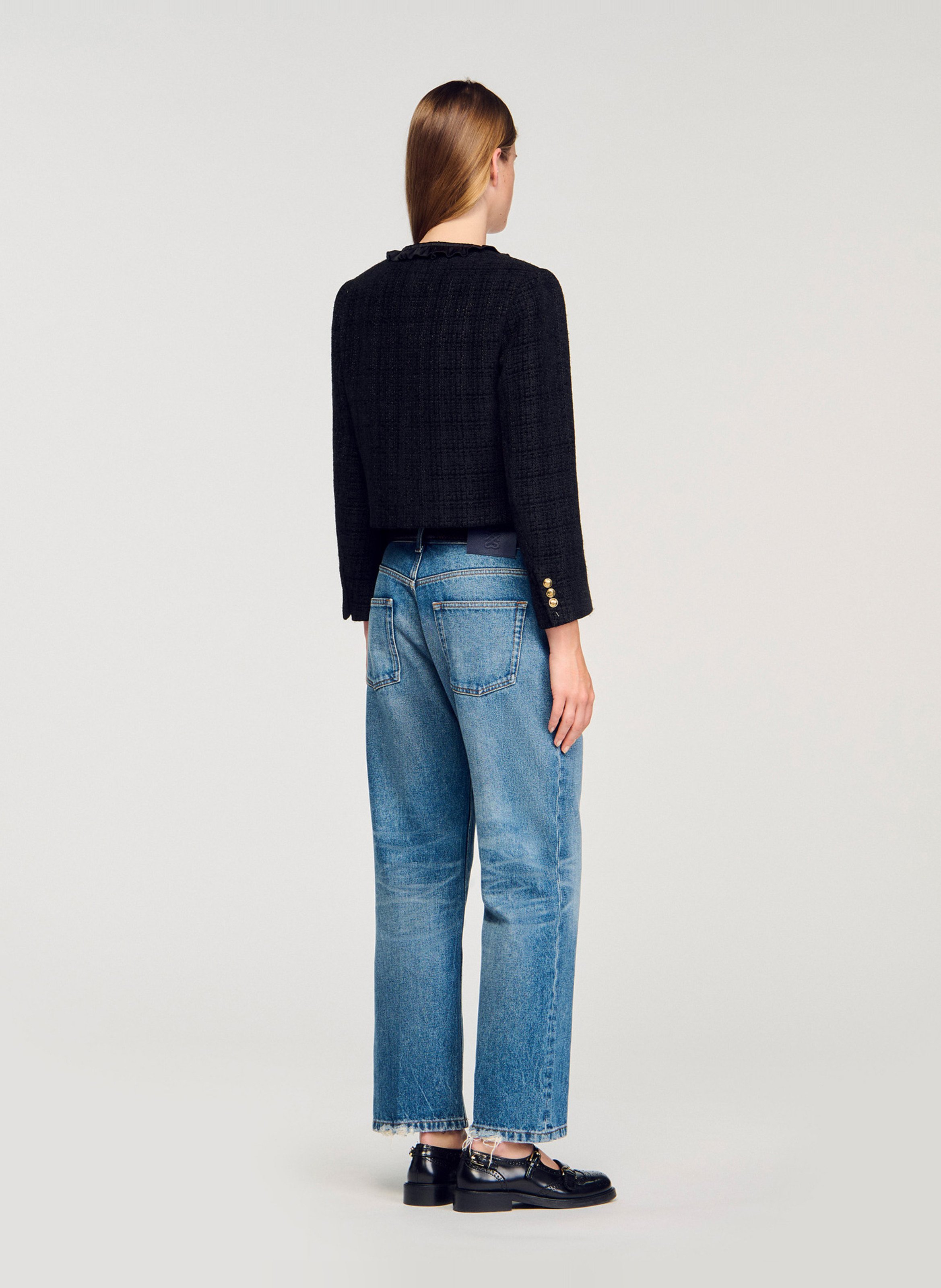 Veste en tweed col rond Noir