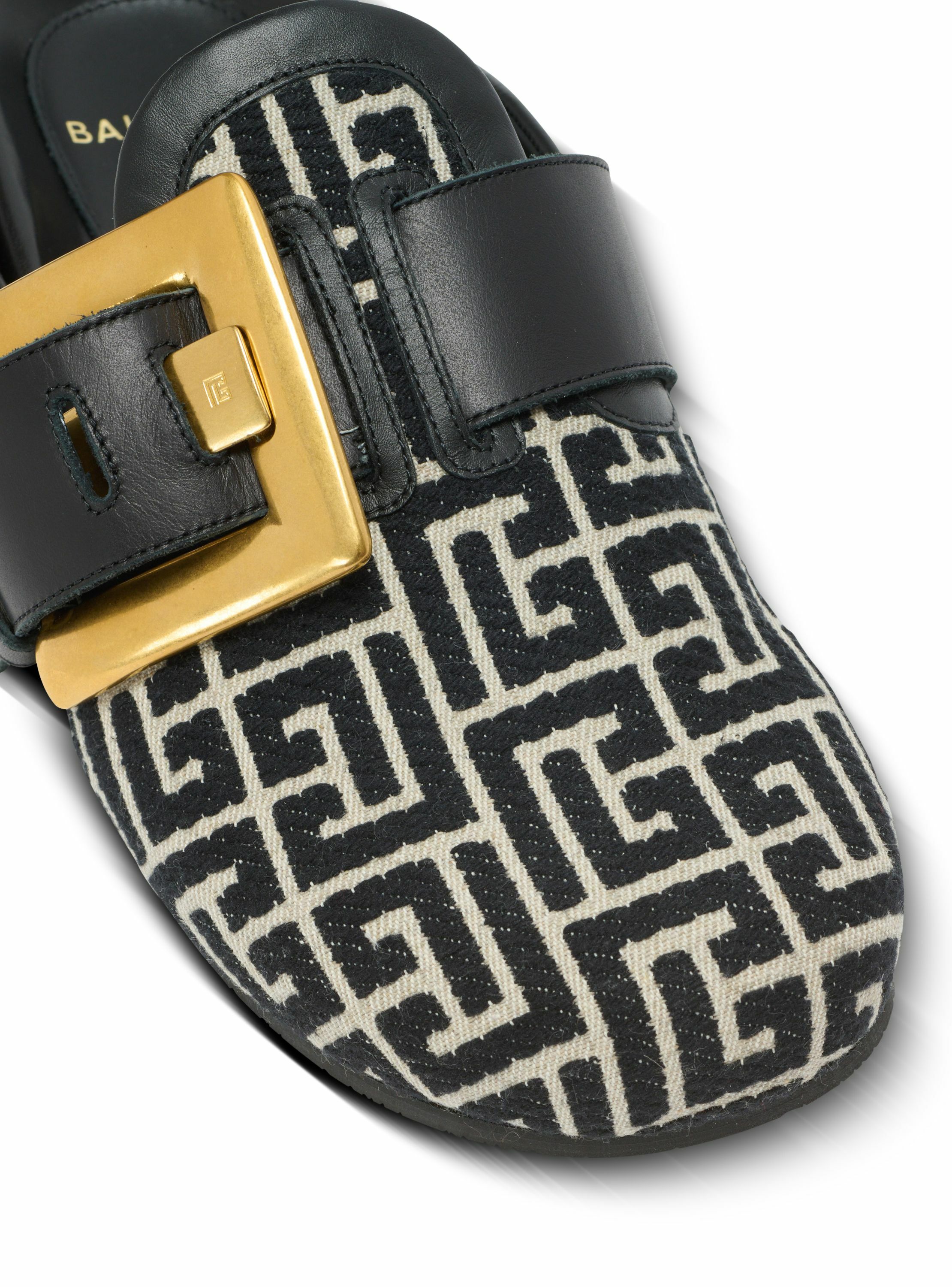 Mules anthem en toile jacquard à monogramme pb BALMAIN Noir
