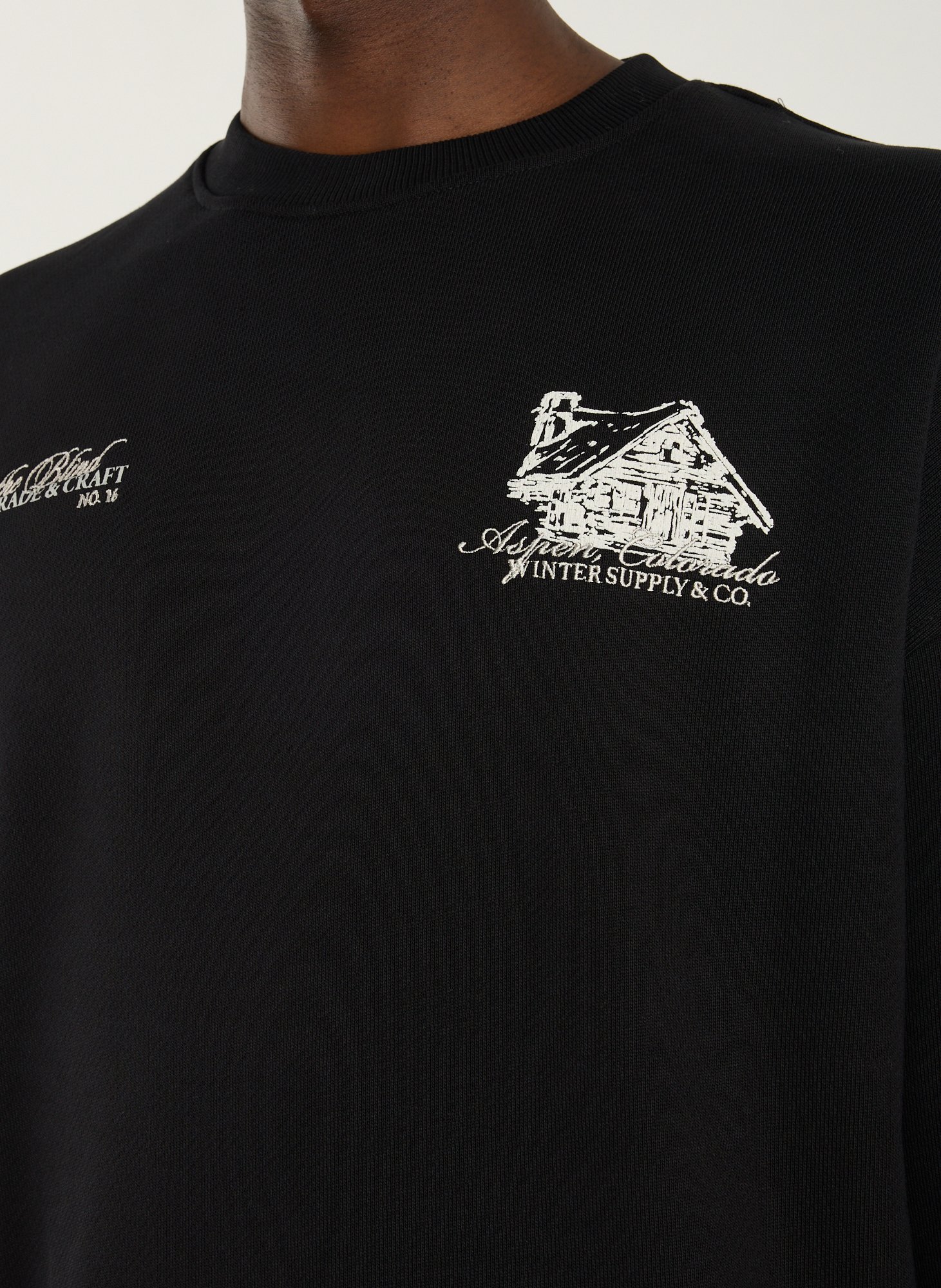 Oversized embroidered cotton sweatshirt ONLY THE BLIND Black