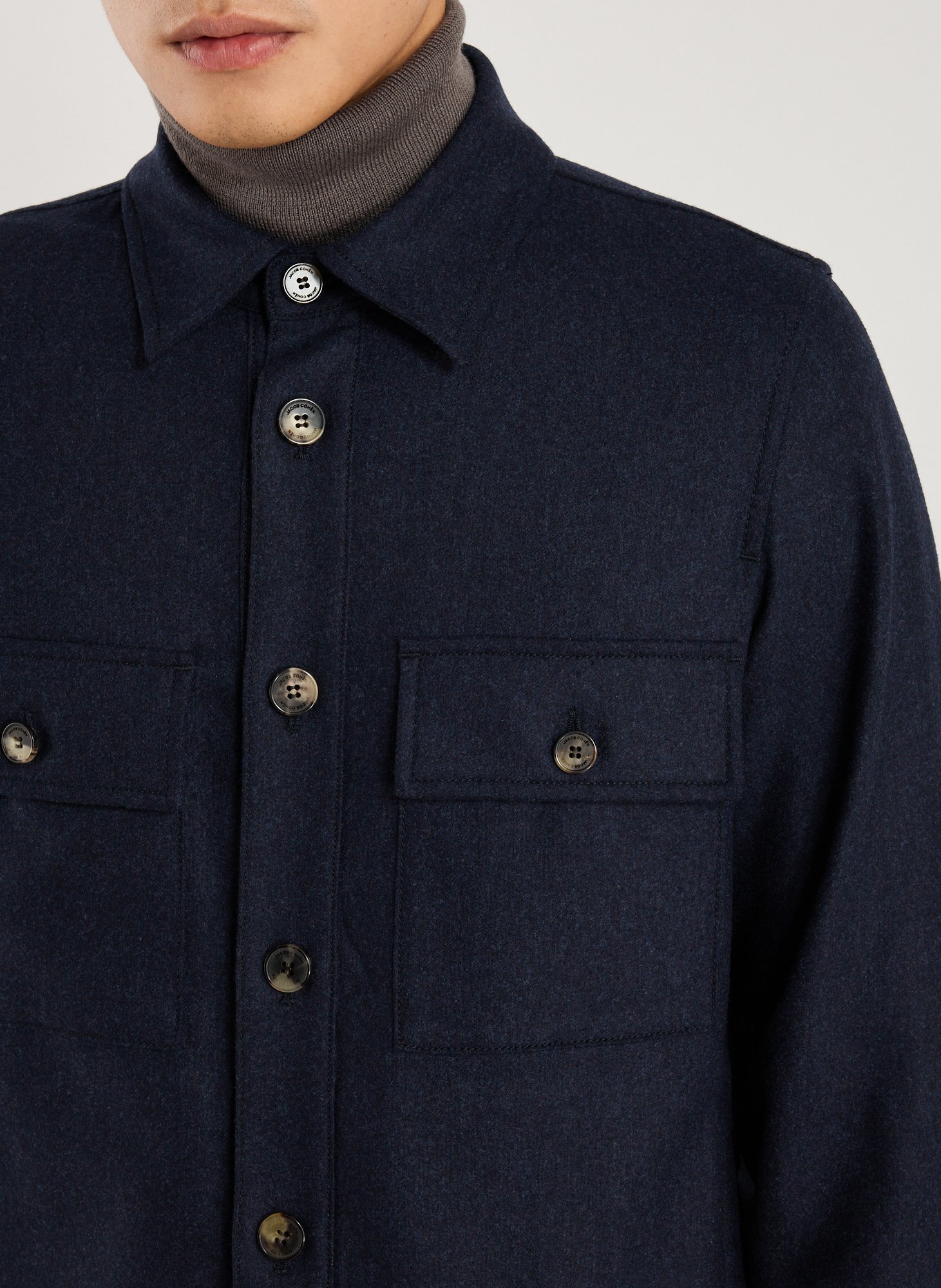Classic collar shirt in blended virgin wool JACOB COHEN Blue