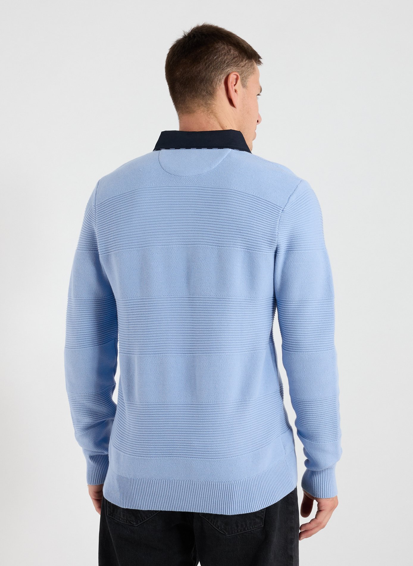 Pull col polo en coton EDEN PARK Bleu