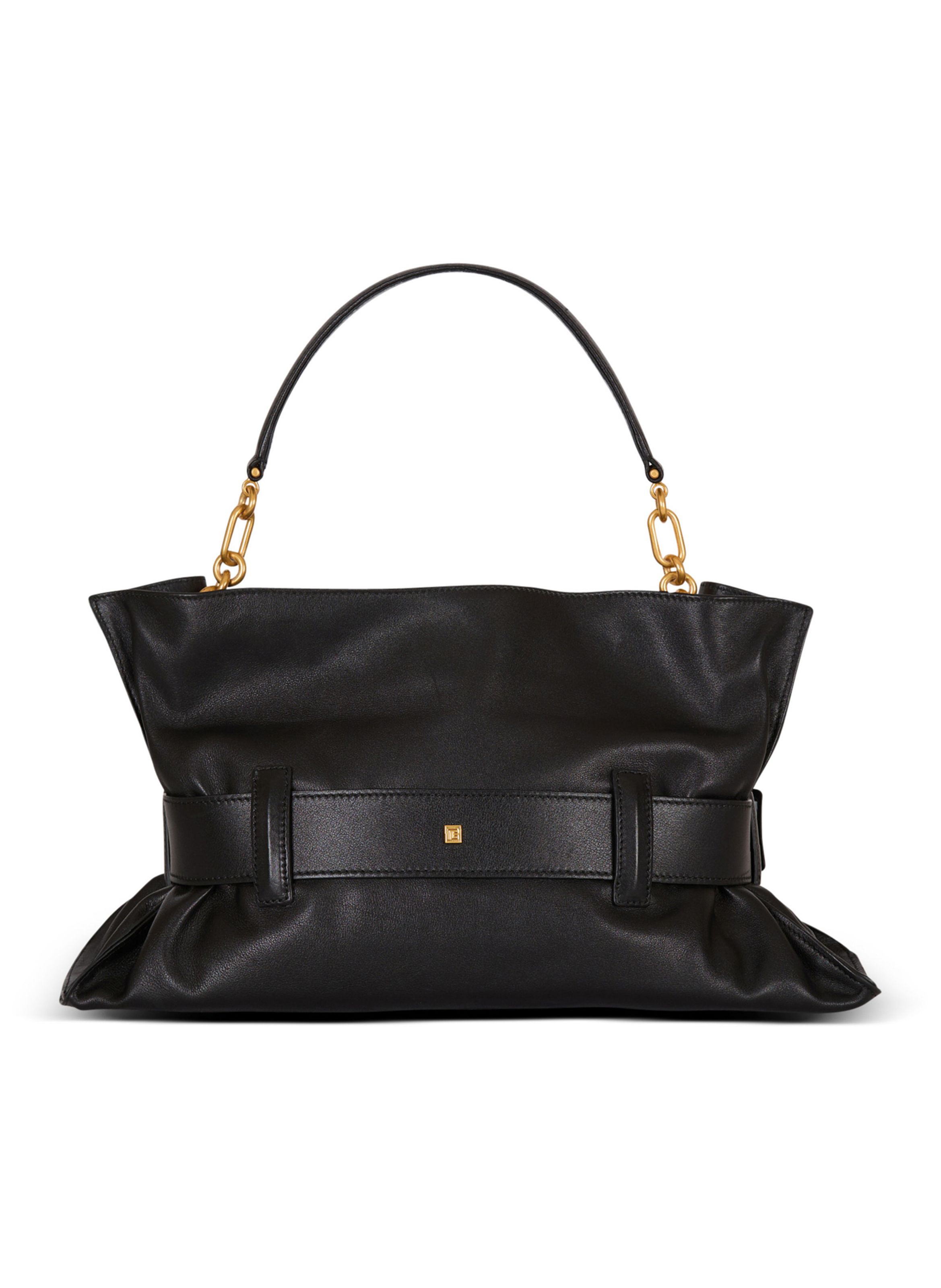 Sac anthem medium en cuir de veau BALMAIN Noir