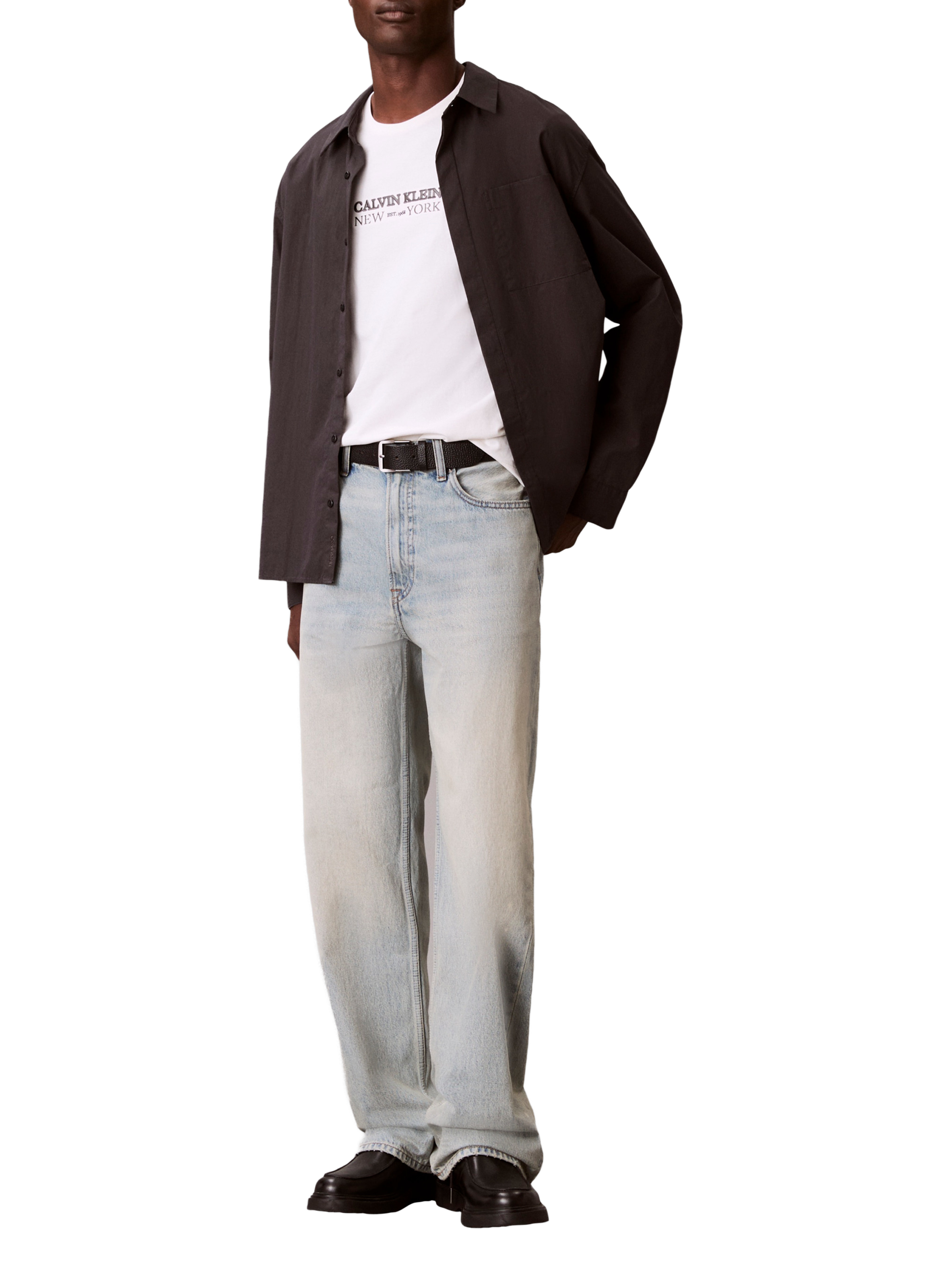 Short-sleeved cotton T-shirt with logo CALVIN KLEIN Beige