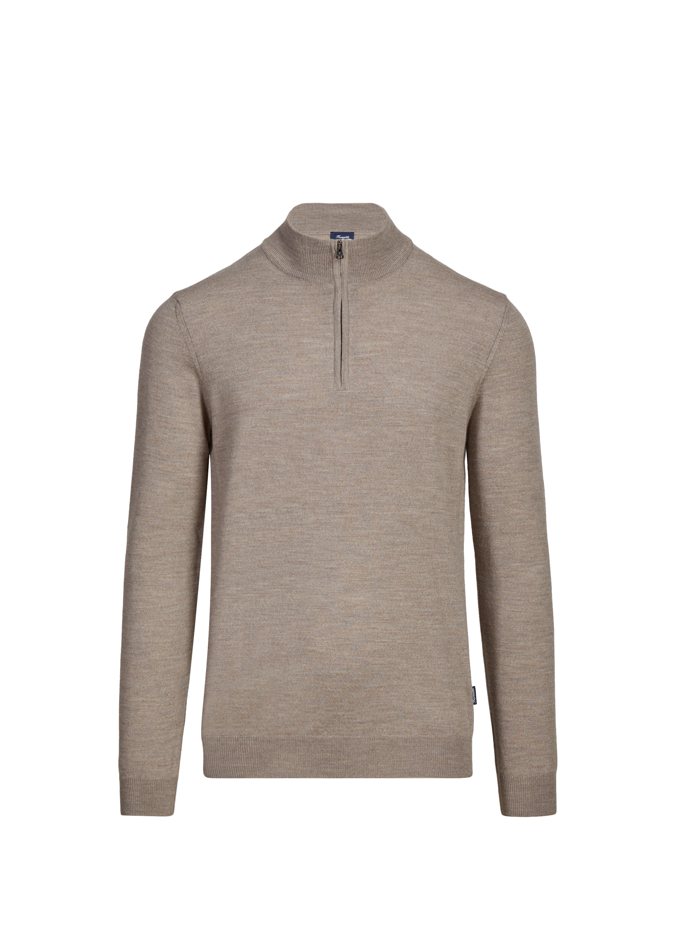 FACONNABLE Merino wool zip-neck jumper Beige