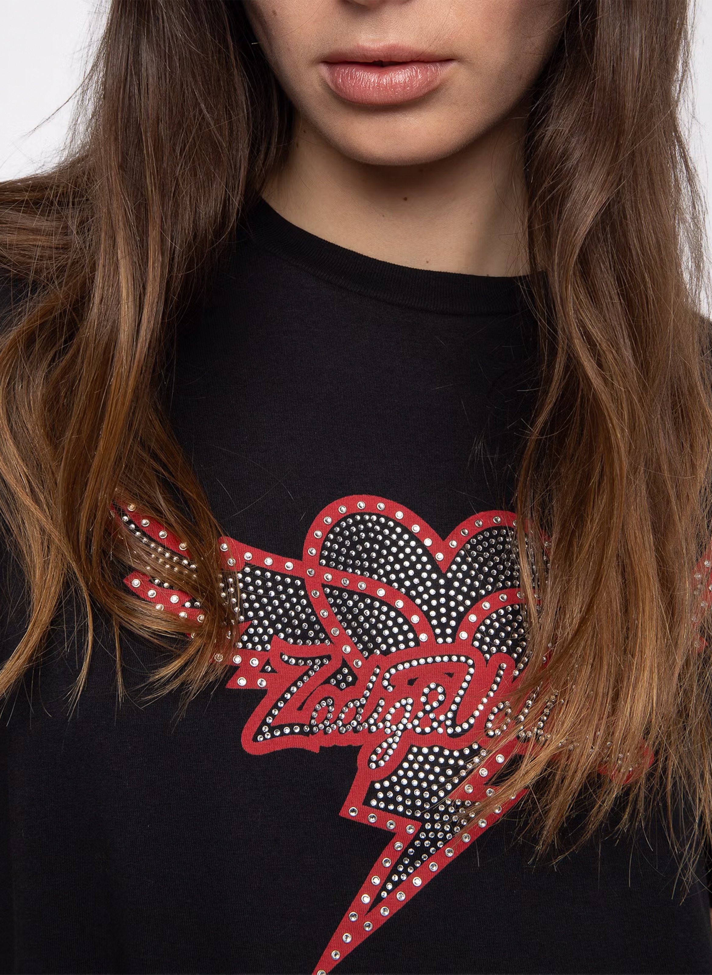 Tee-shirt droit col rond en coton edwin ZADIG&VOLTAIRE Noir