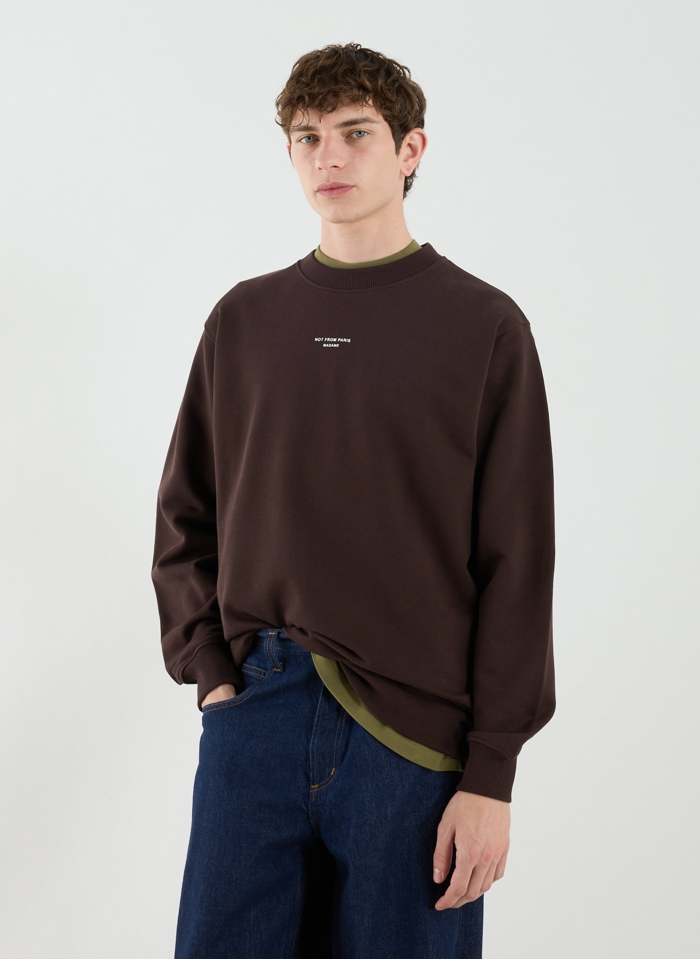 Sweatshirt droit en coton éponge DROLE DE MONSIEUR Marron