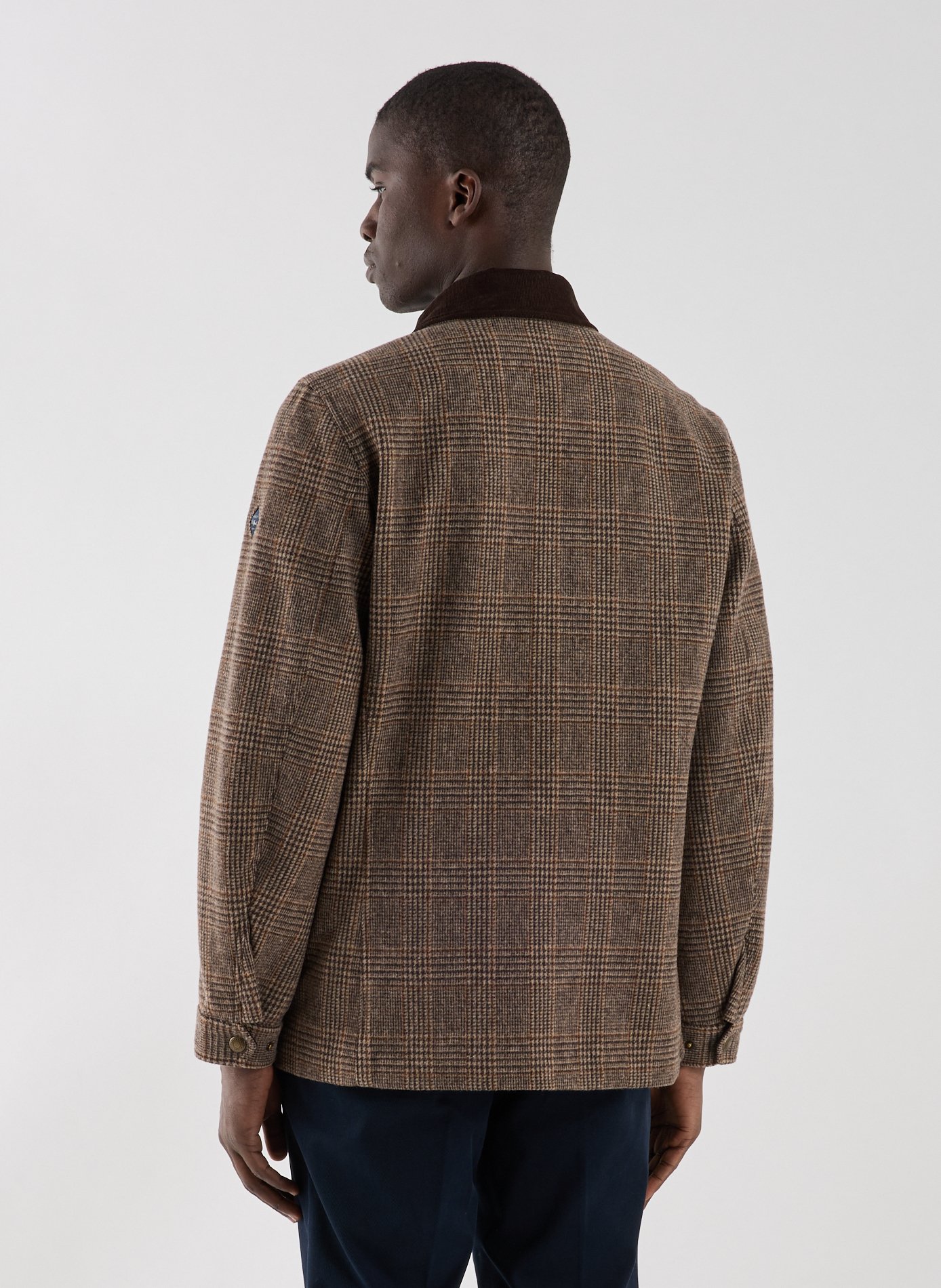 Checked jacket with classic collar in mixed wool HACKETT Beige