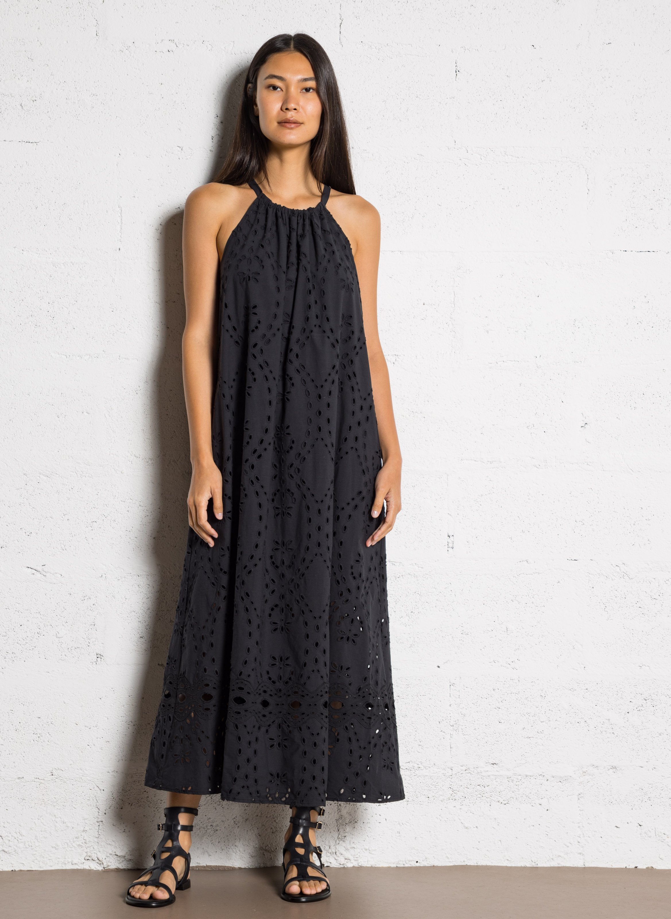 Robe longue col rond en coton bonie BA&SH Noir